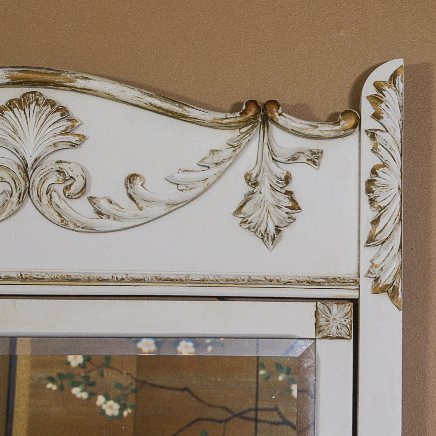 Large Wall Mounted Mirror with Gold Toned Accents