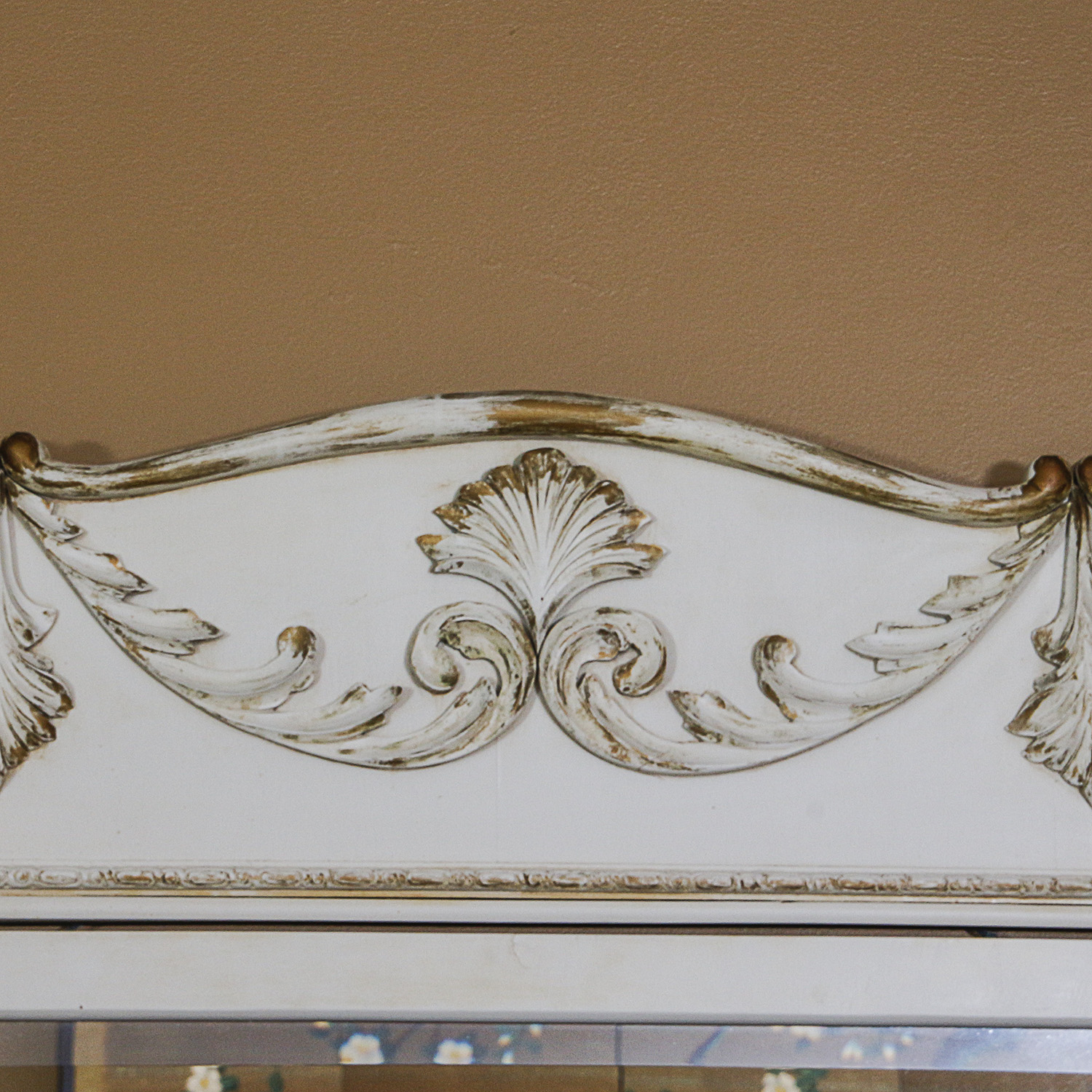 Large Wall Mounted Mirror with Gold Toned Accents