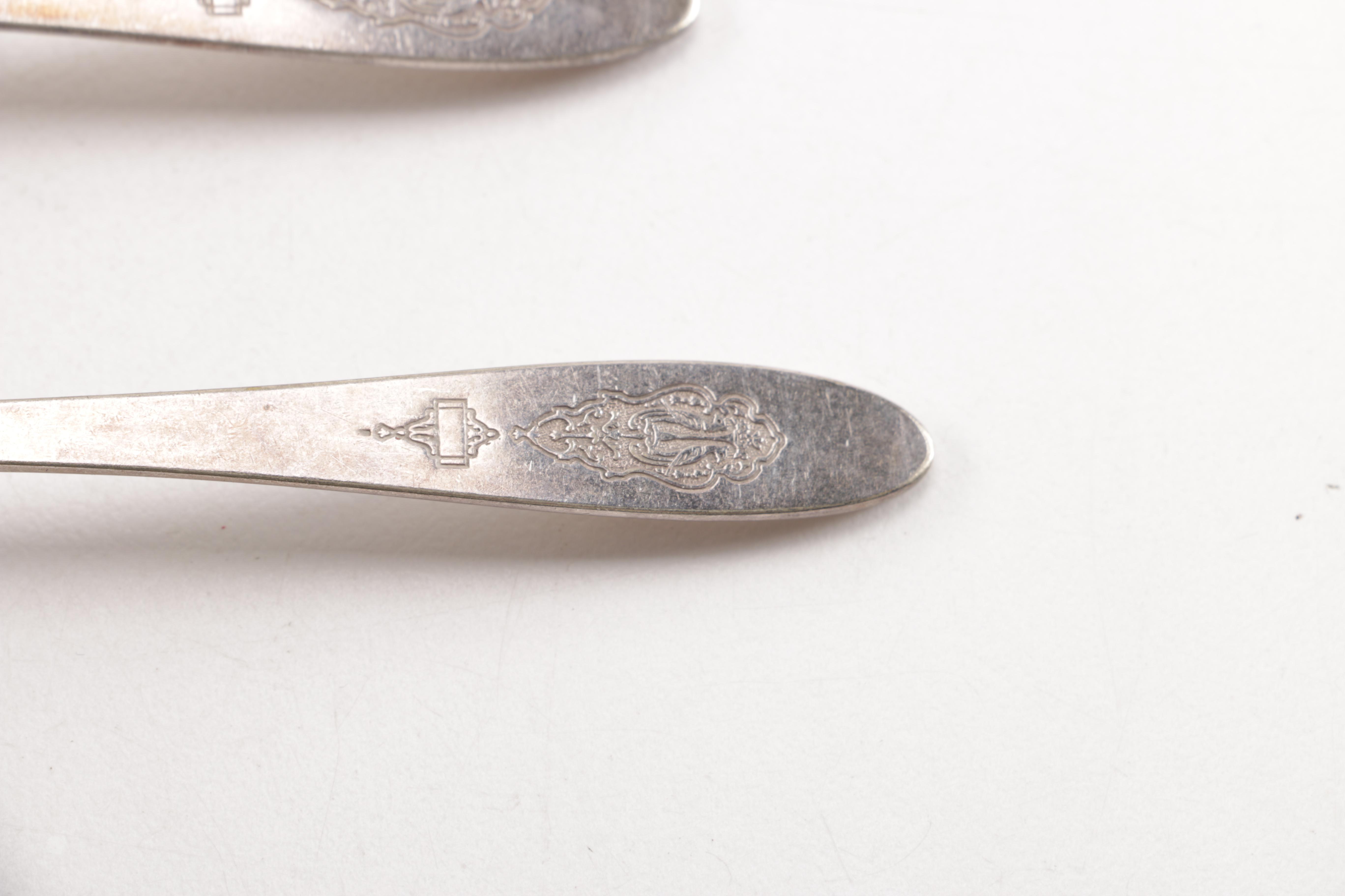 Towle Sterling Handled Cake Server and Assorted Silver Plate Flatware