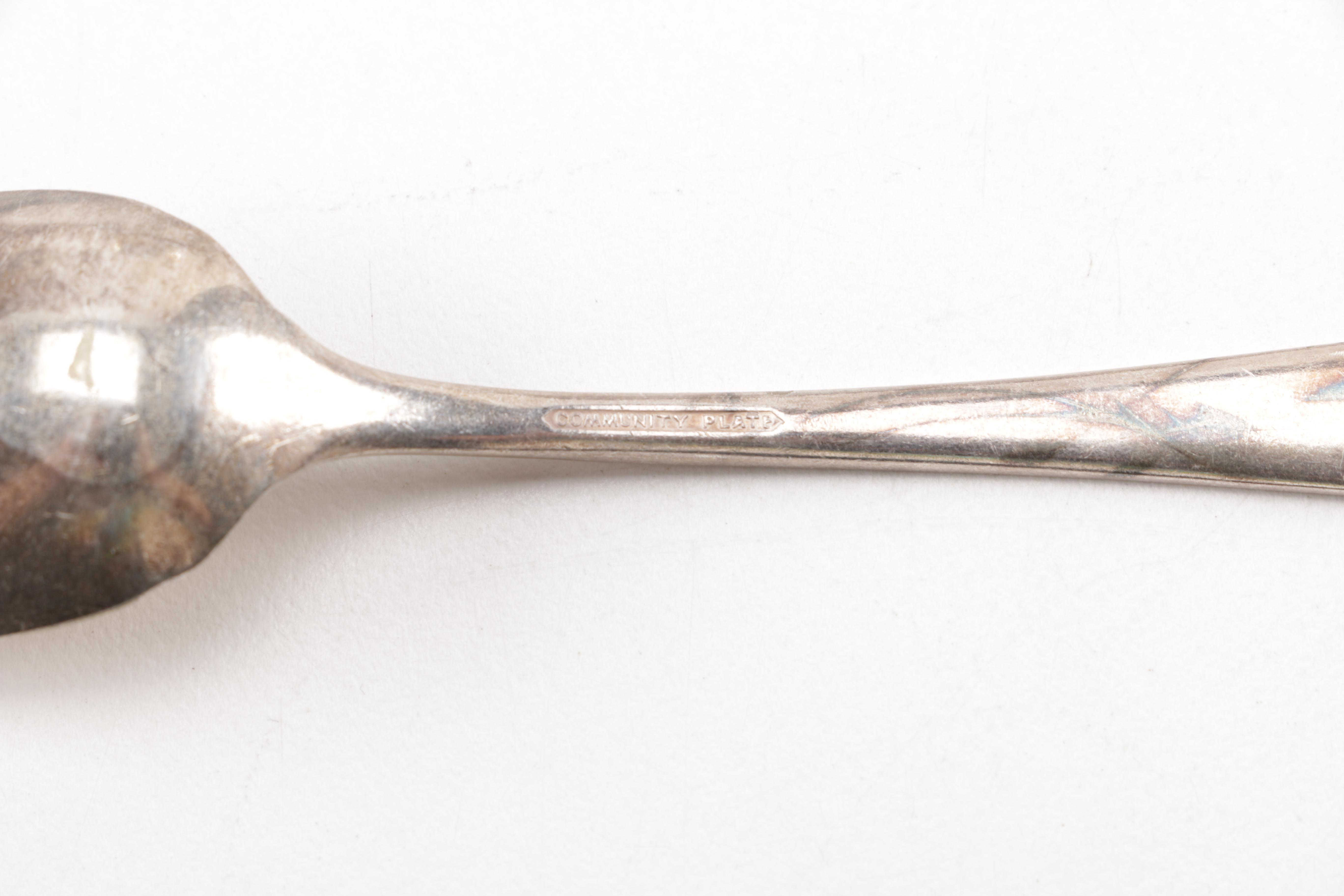 Towle Sterling Handled Cake Server and Assorted Silver Plate Flatware