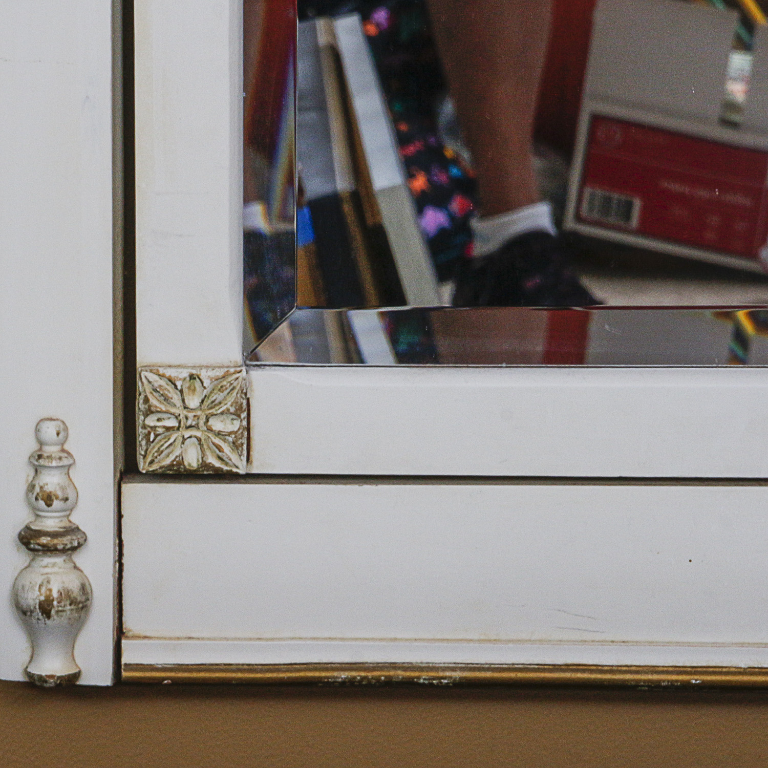 Large Wall Mounted Mirror with Gold Toned Accents
