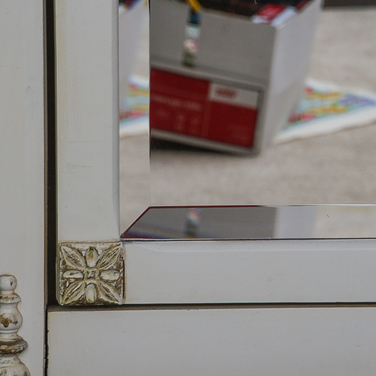 Large Wall Mounted Mirror with Gold Toned Accents