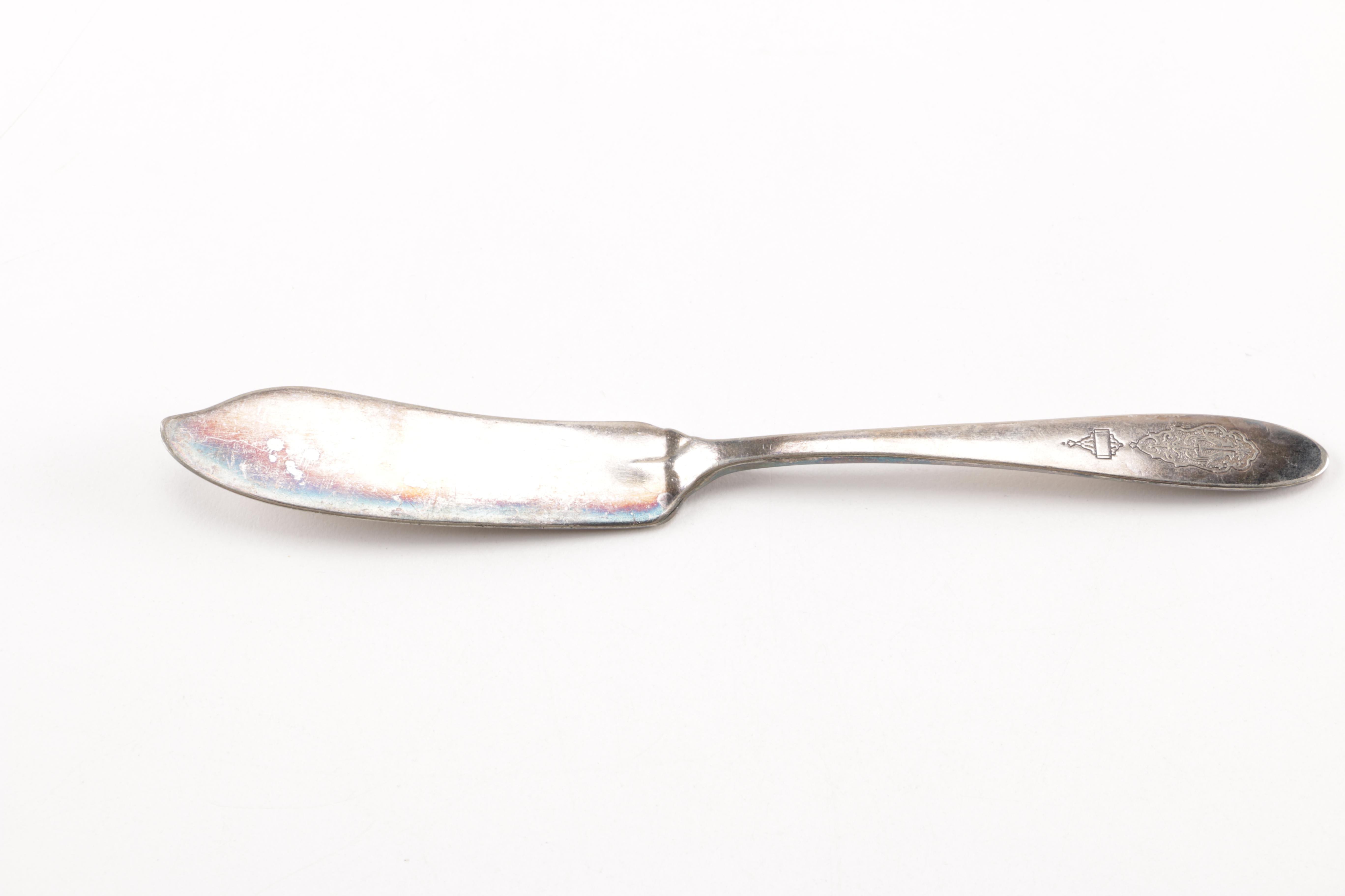 Towle Sterling Handled Cake Server and Assorted Silver Plate Flatware