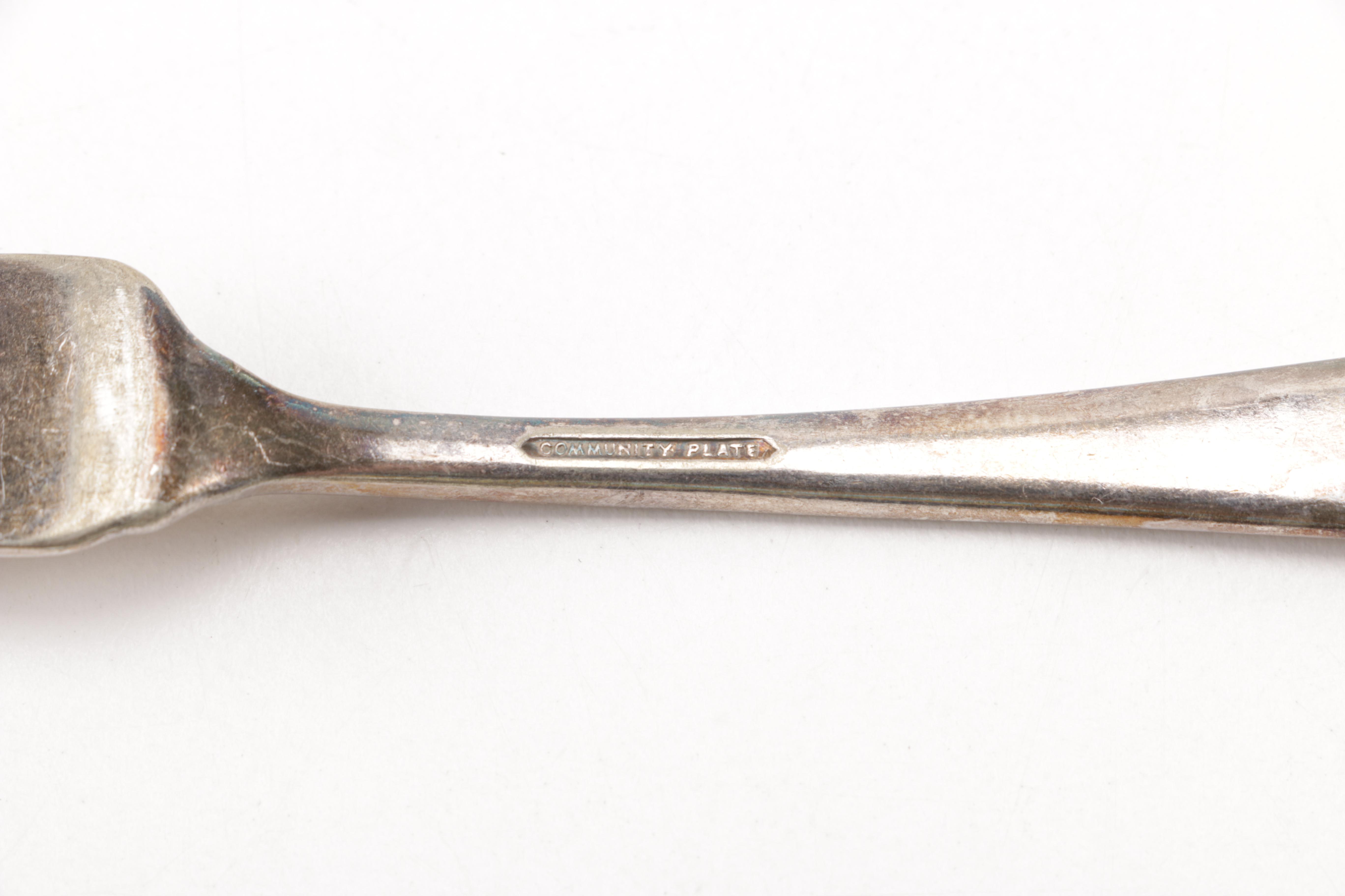 Towle Sterling Handled Cake Server and Assorted Silver Plate Flatware