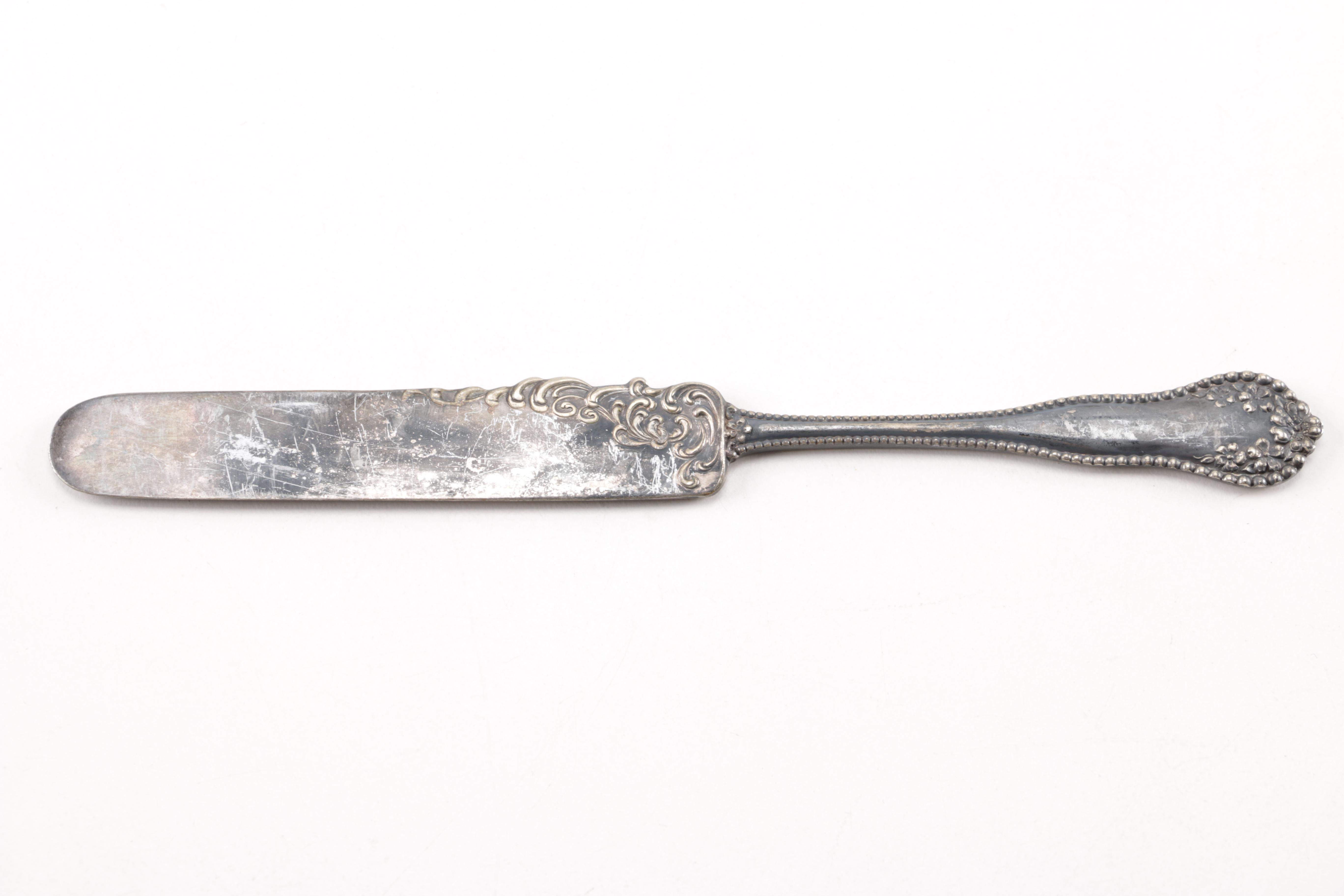 Towle Sterling Handled Cake Server and Assorted Silver Plate Flatware