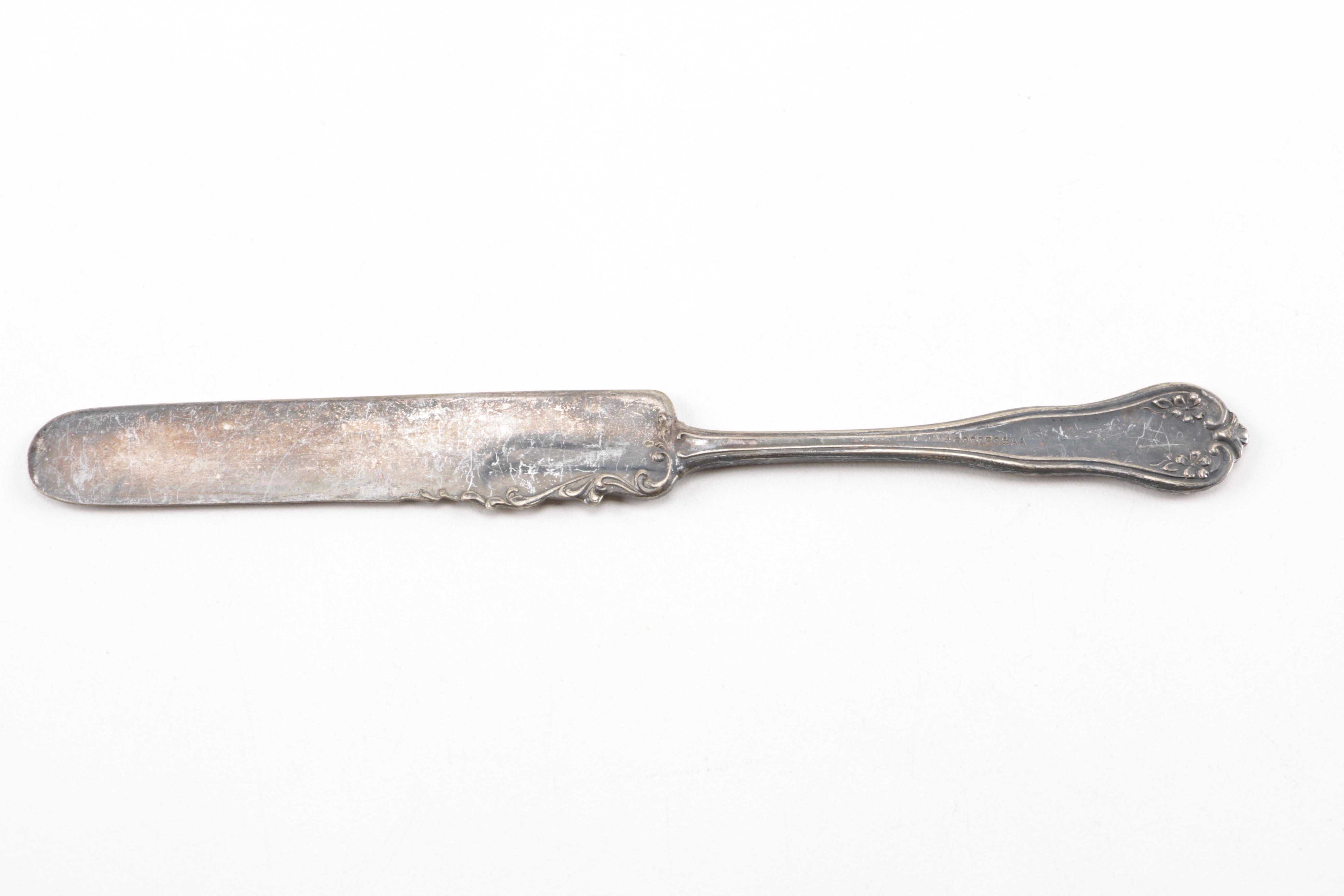 Towle Sterling Handled Cake Server and Assorted Silver Plate Flatware