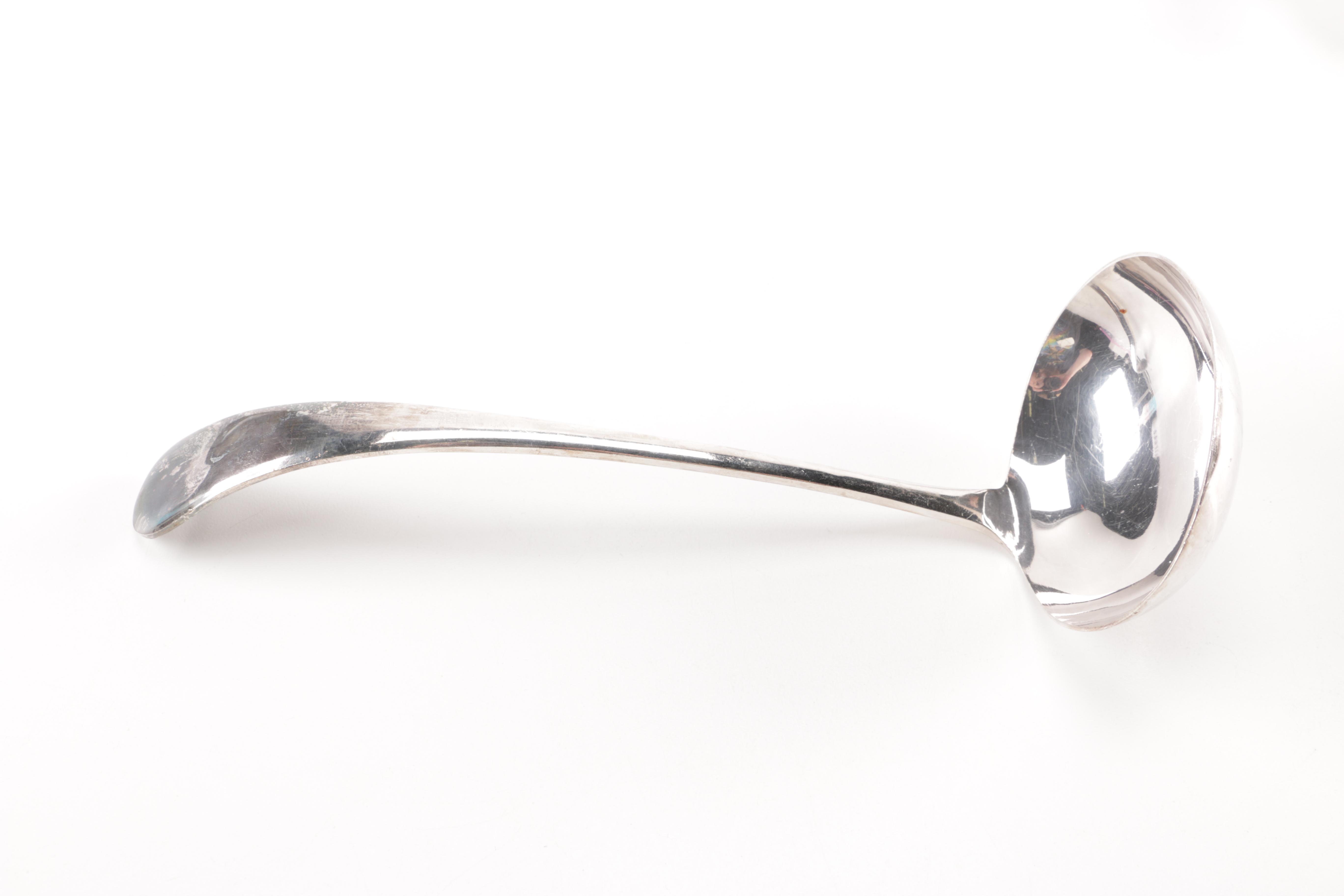 Towle Sterling Handled Cake Server and Assorted Silver Plate Flatware