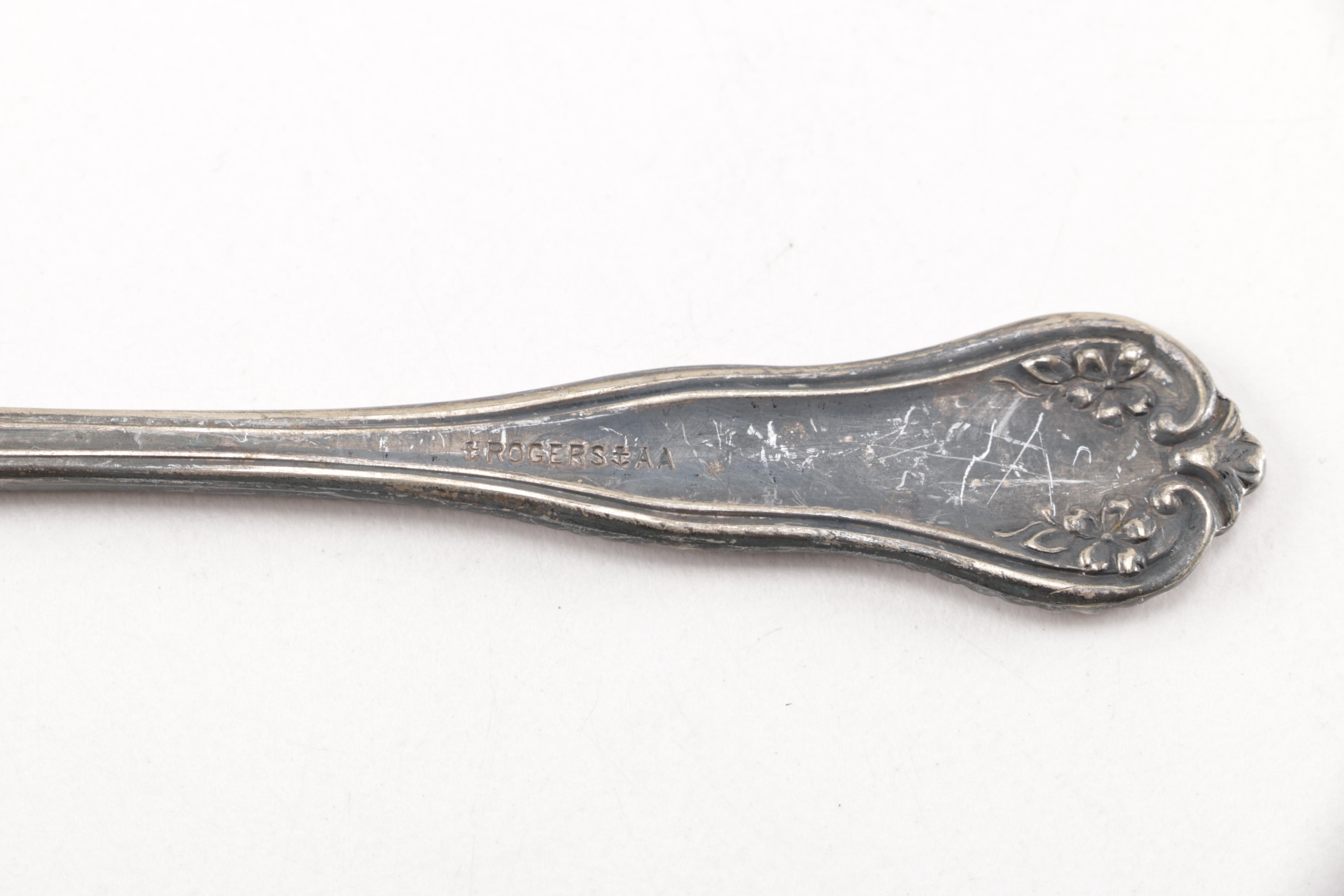 Towle Sterling Handled Cake Server and Assorted Silver Plate Flatware