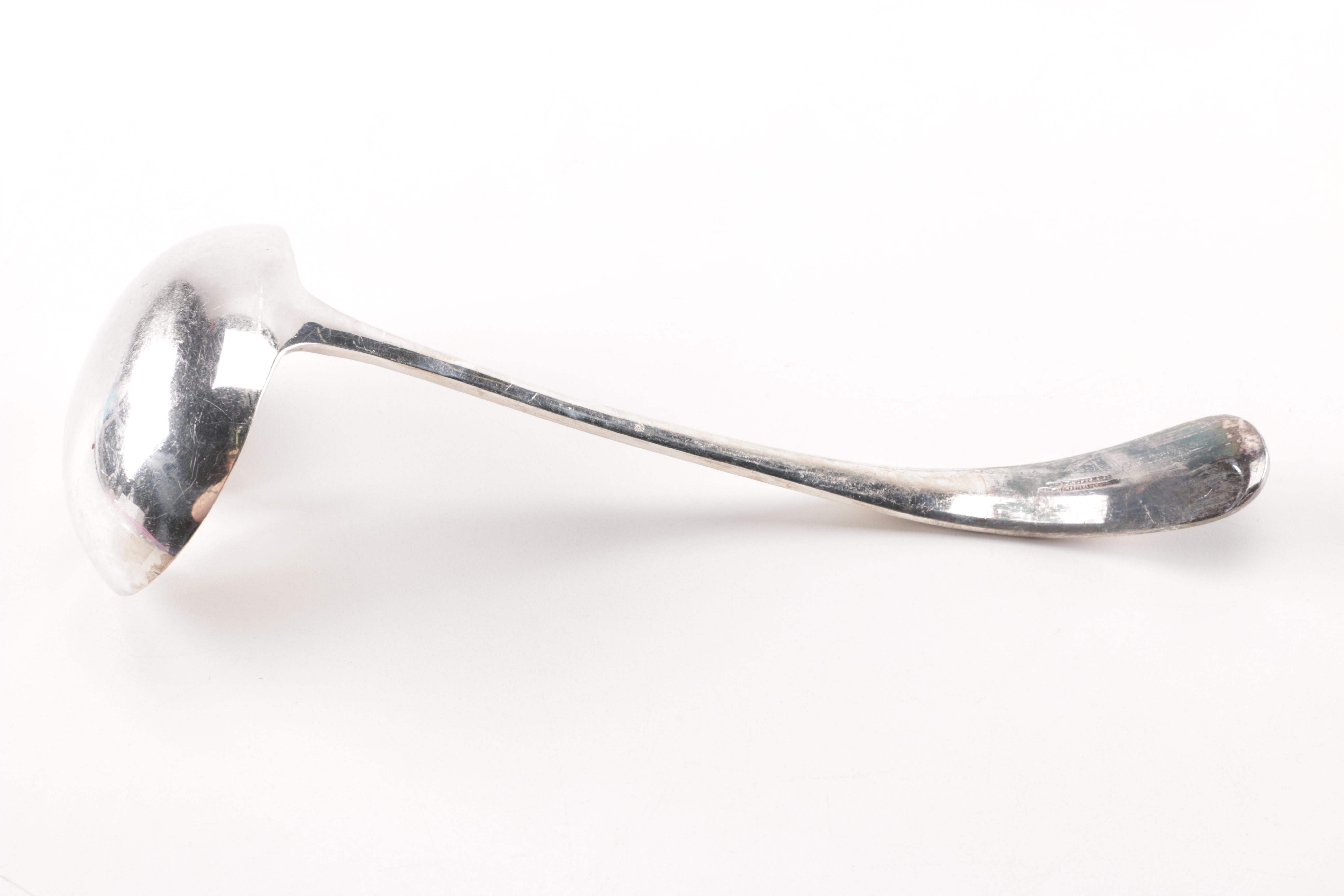 Towle Sterling Handled Cake Server and Assorted Silver Plate Flatware