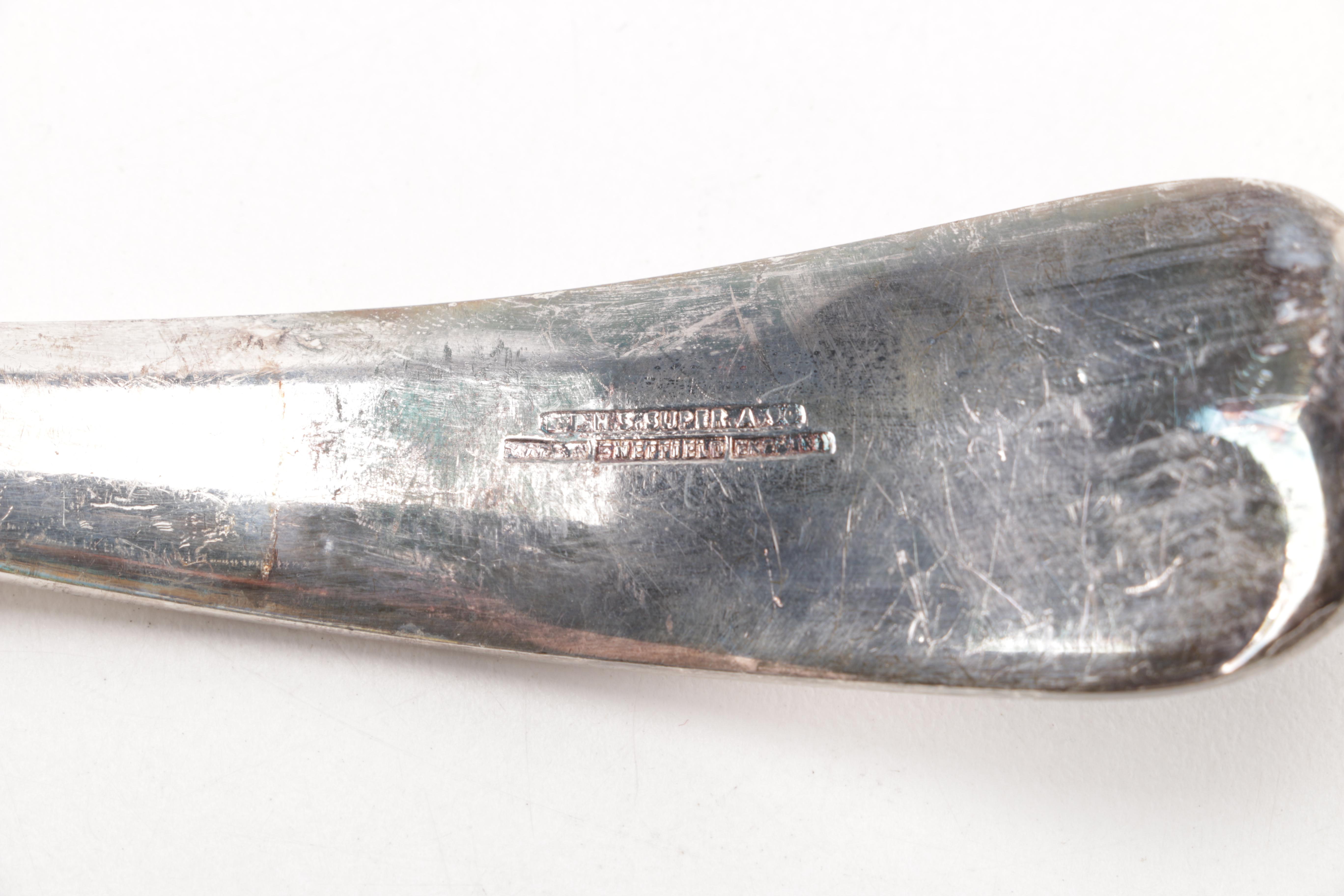 Towle Sterling Handled Cake Server and Assorted Silver Plate Flatware