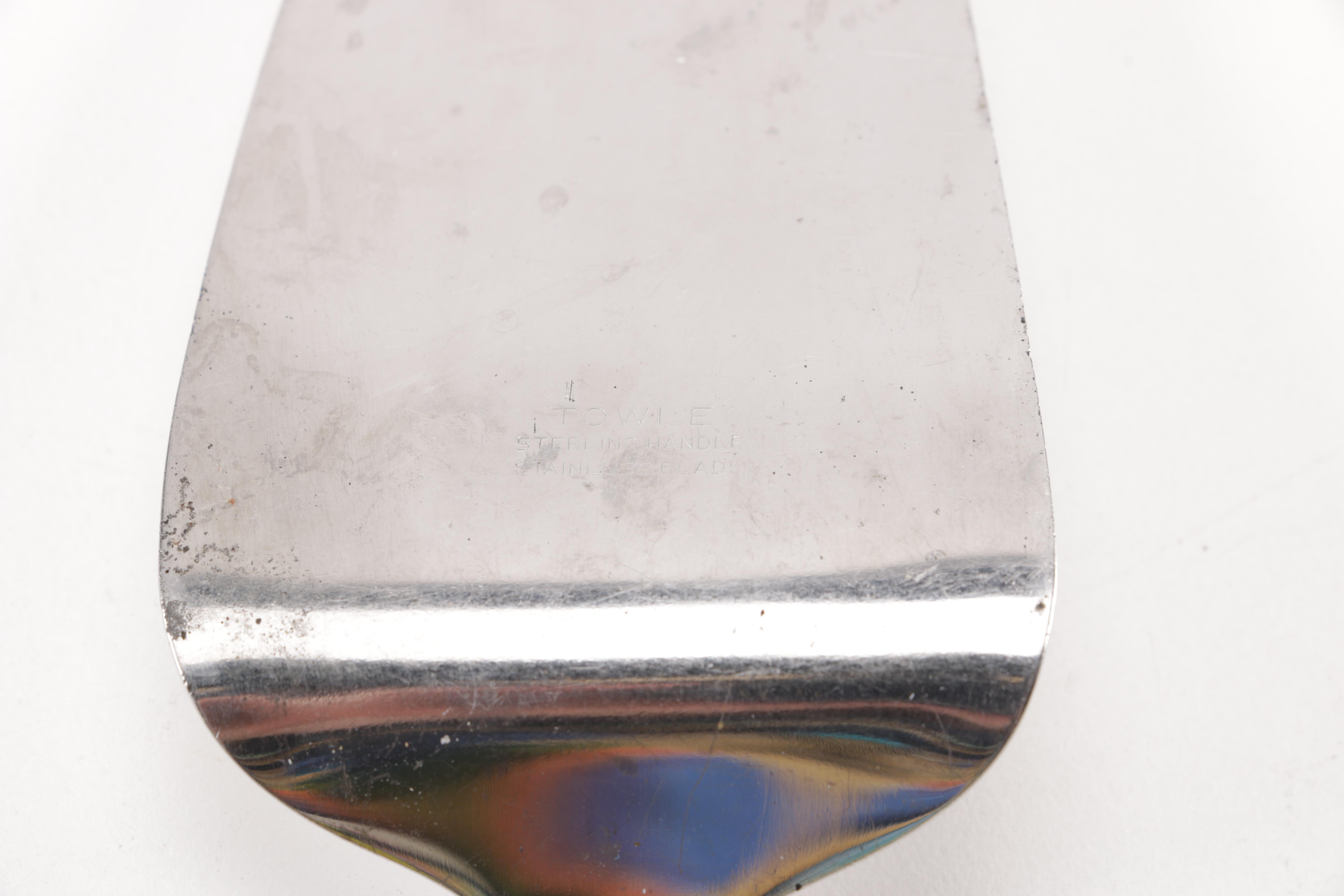 Towle Sterling Handled Cake Server and Assorted Silver Plate Flatware