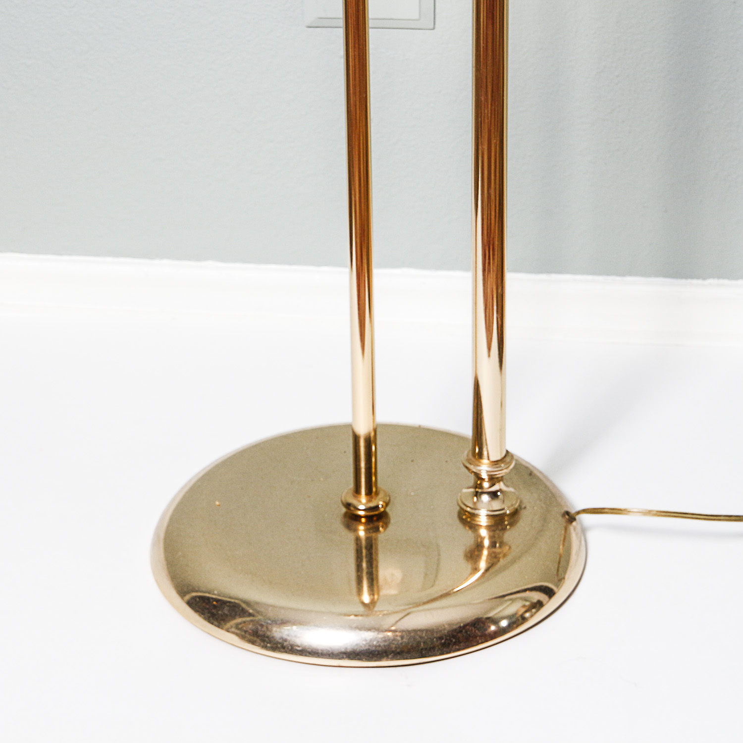 Brass Arm Floor Lamp with Glass Shade
