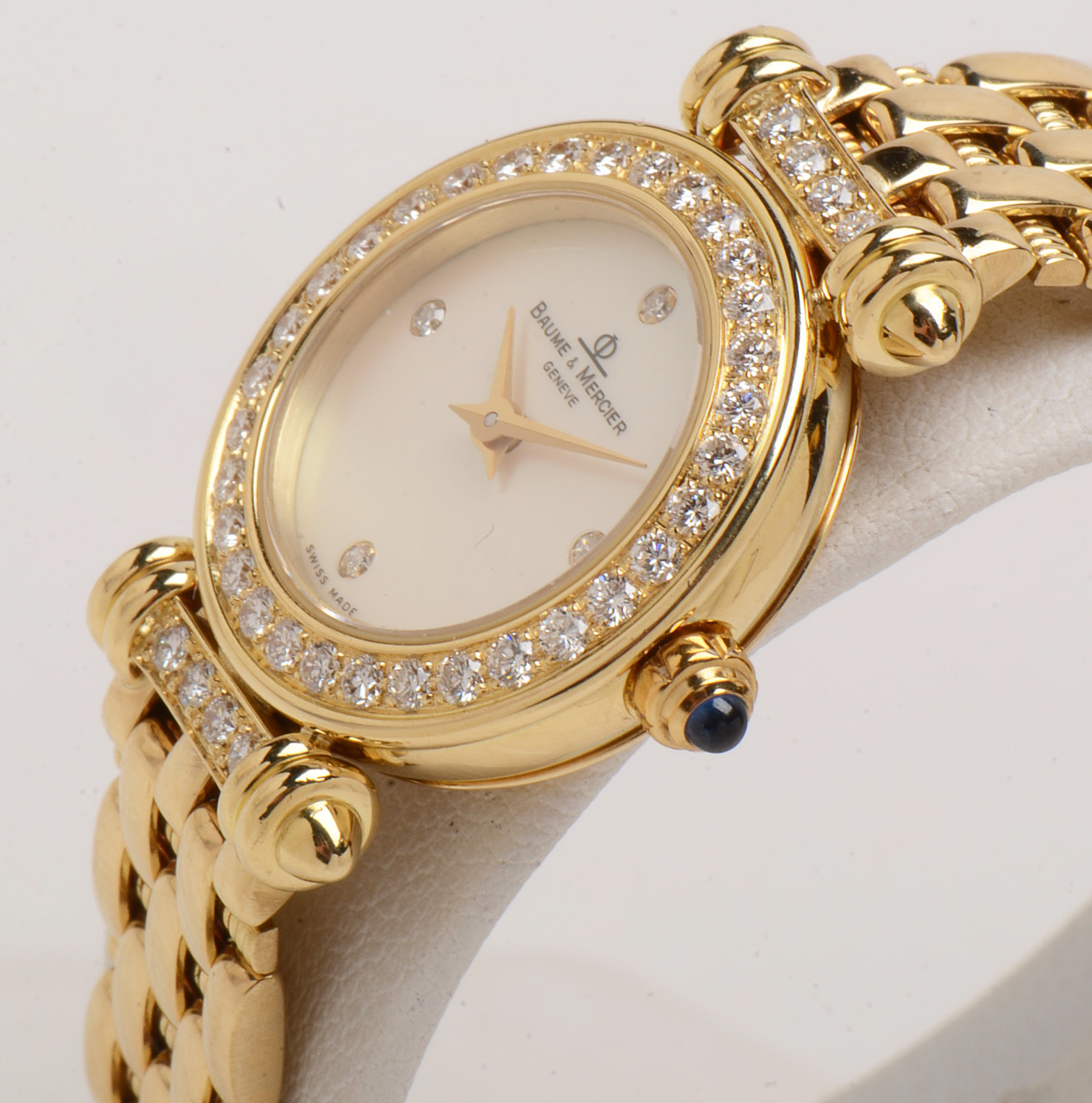 Baume & Mercier Solid 18K Yellow Gold MOP Diamond Watch