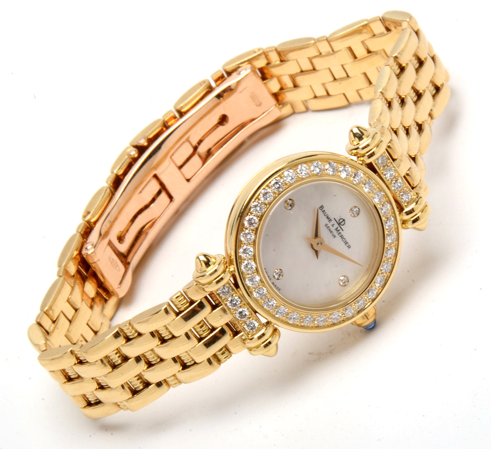 Baume & Mercier Solid 18K Yellow Gold MOP Diamond Watch