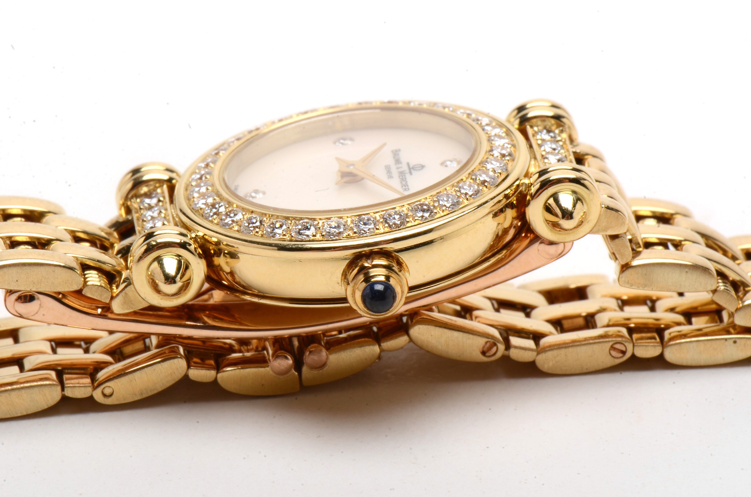 Baume & Mercier Solid 18K Yellow Gold MOP Diamond Watch