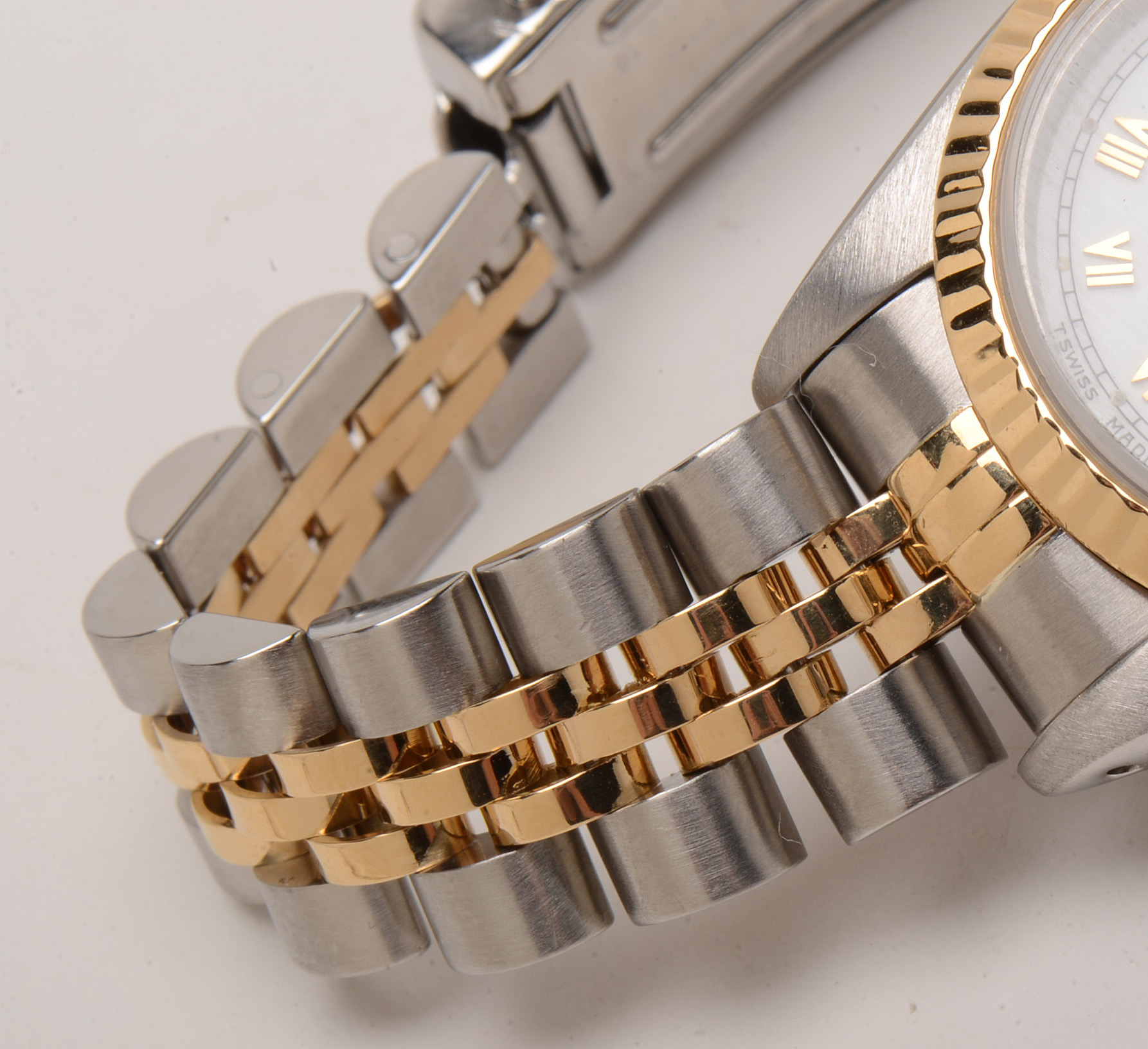 Rolex Datejust 18K Gold & Steel White Roman Automatic Watch