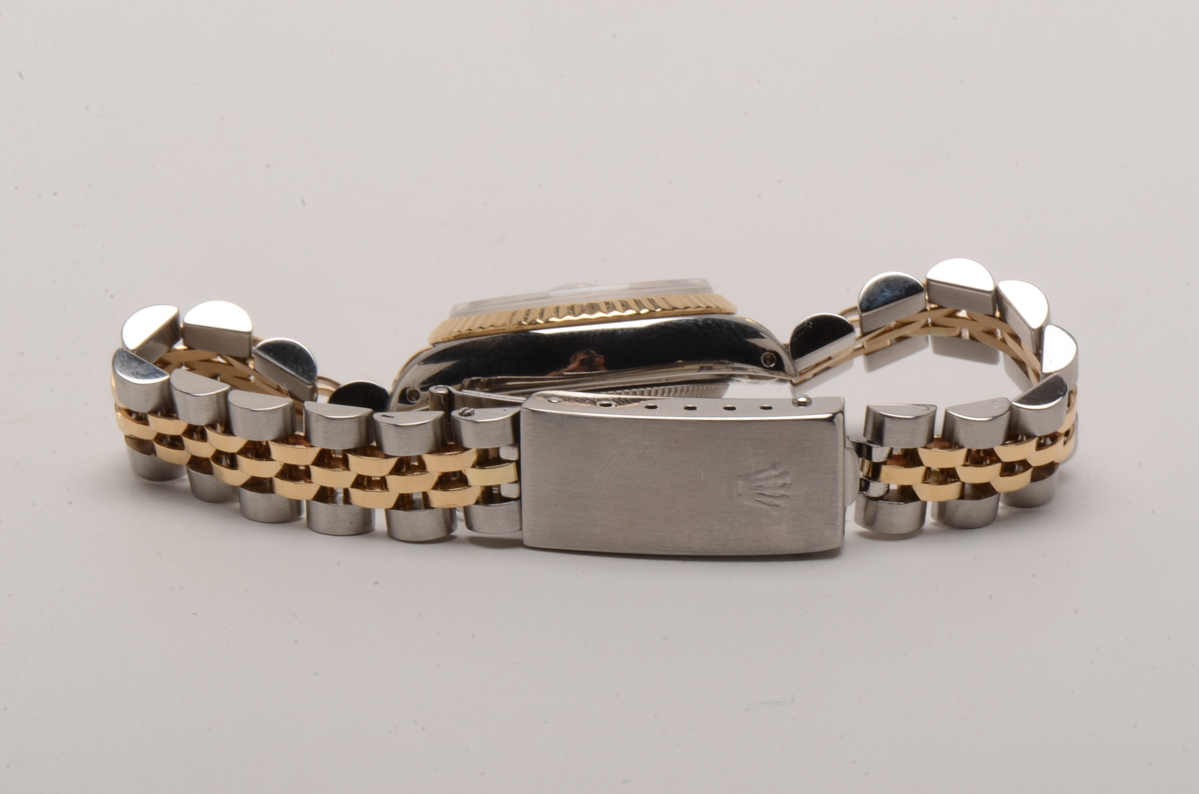 Rolex Datejust 18K Gold & Steel White Roman Automatic Watch