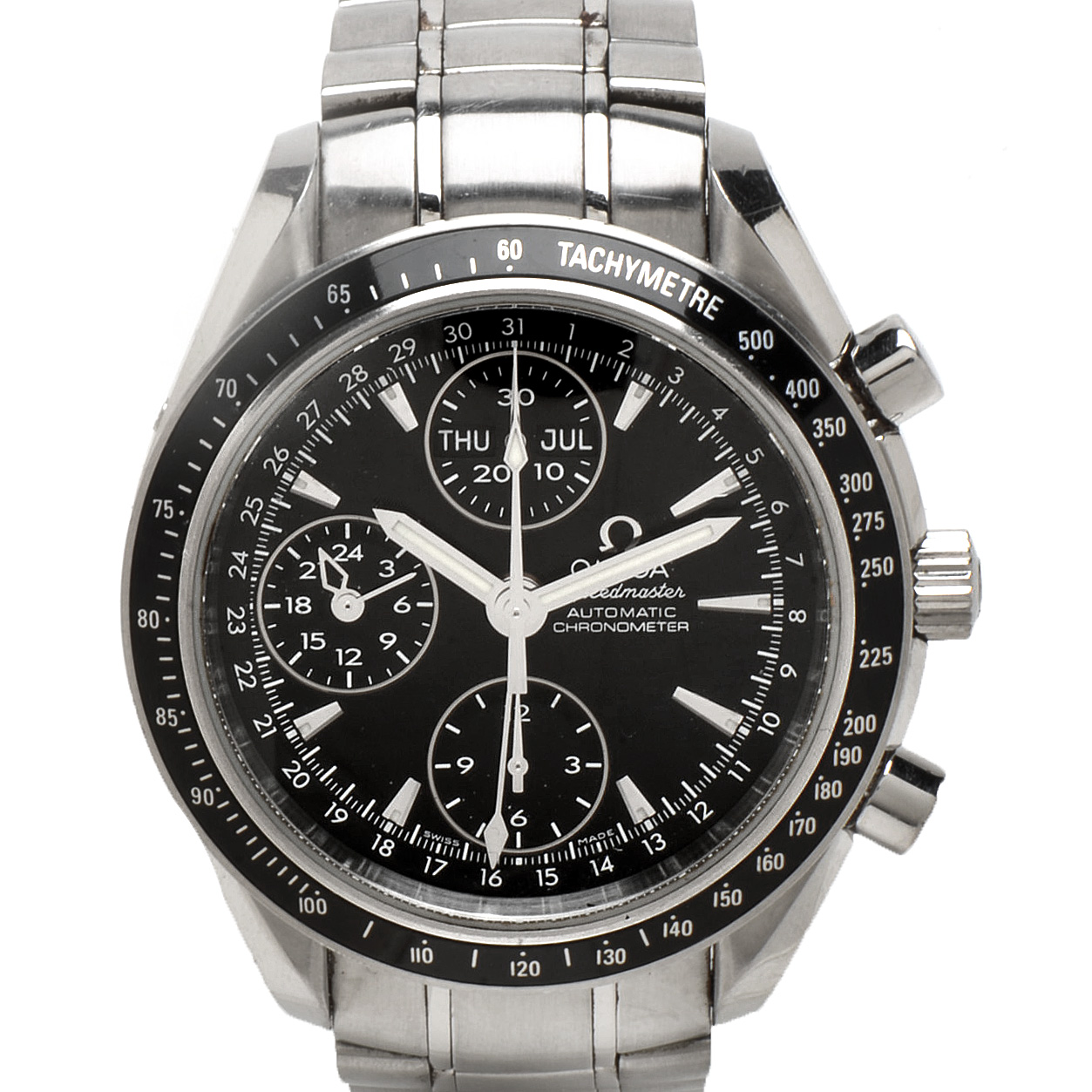 Omega Speedmaster Triple Calendar Black Chrono Steel Auto Watch