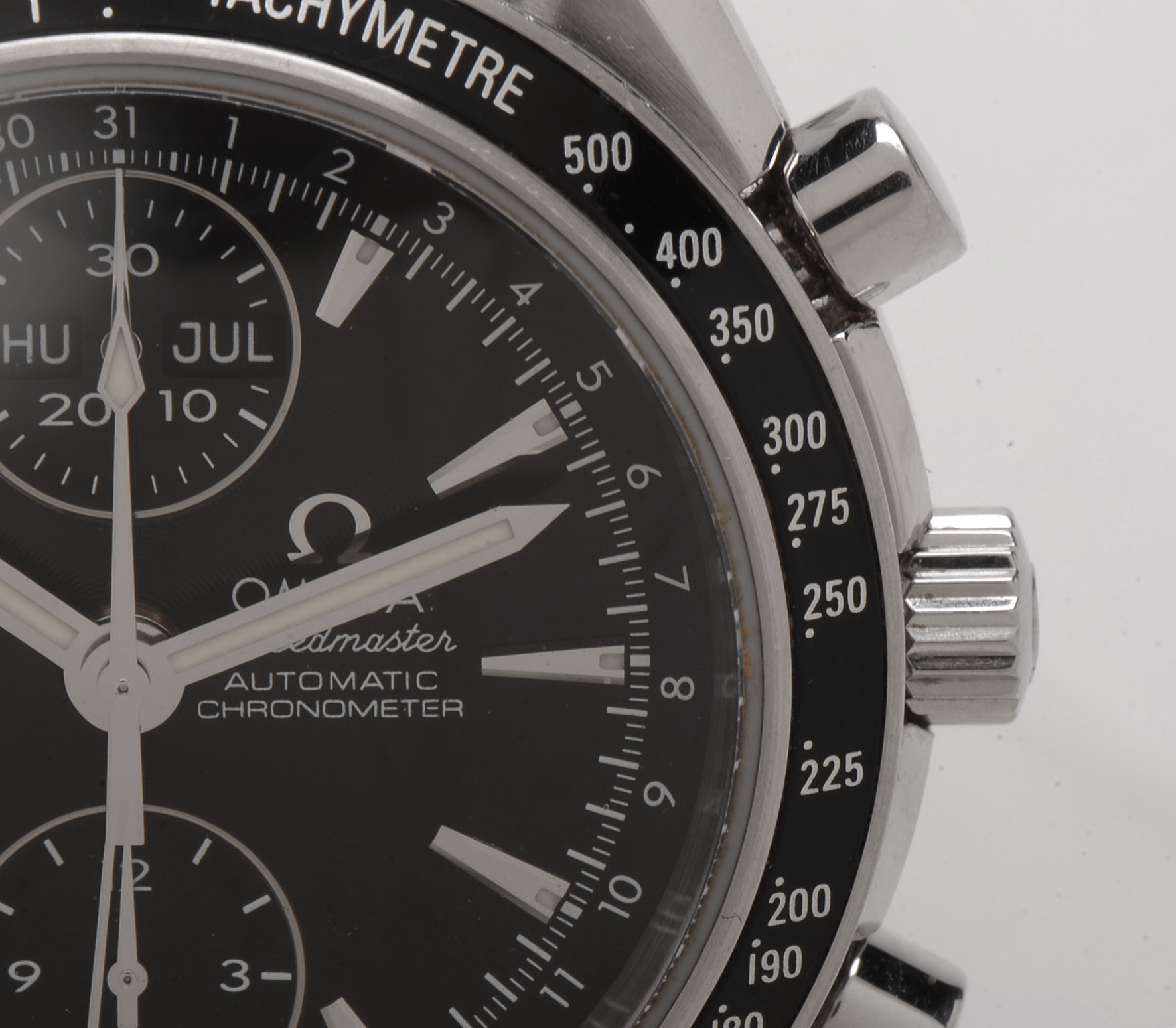 Omega Speedmaster Triple Calendar Black Chrono Steel Auto Watch