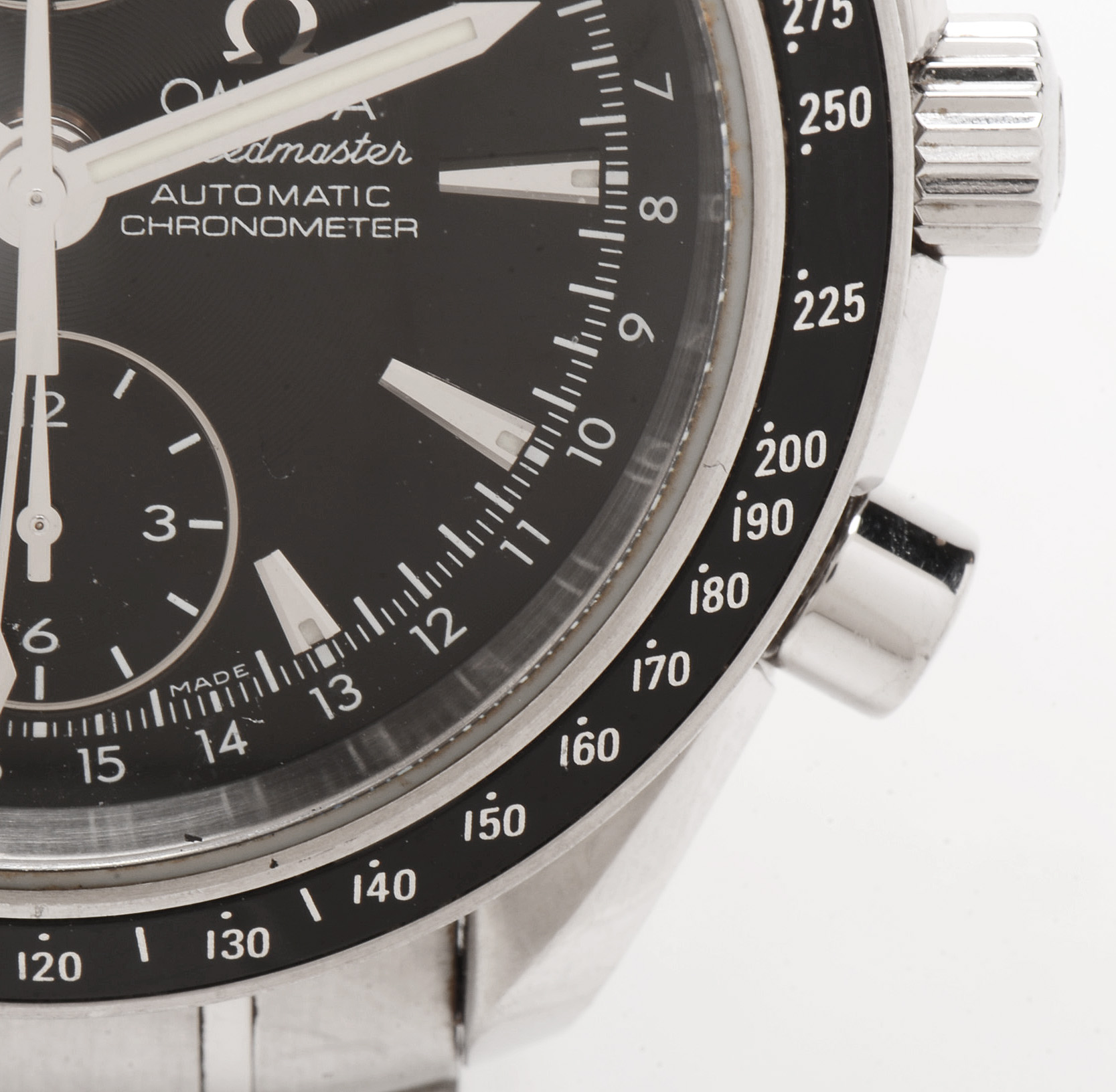 Omega Speedmaster Triple Calendar Black Chrono Steel Auto Watch