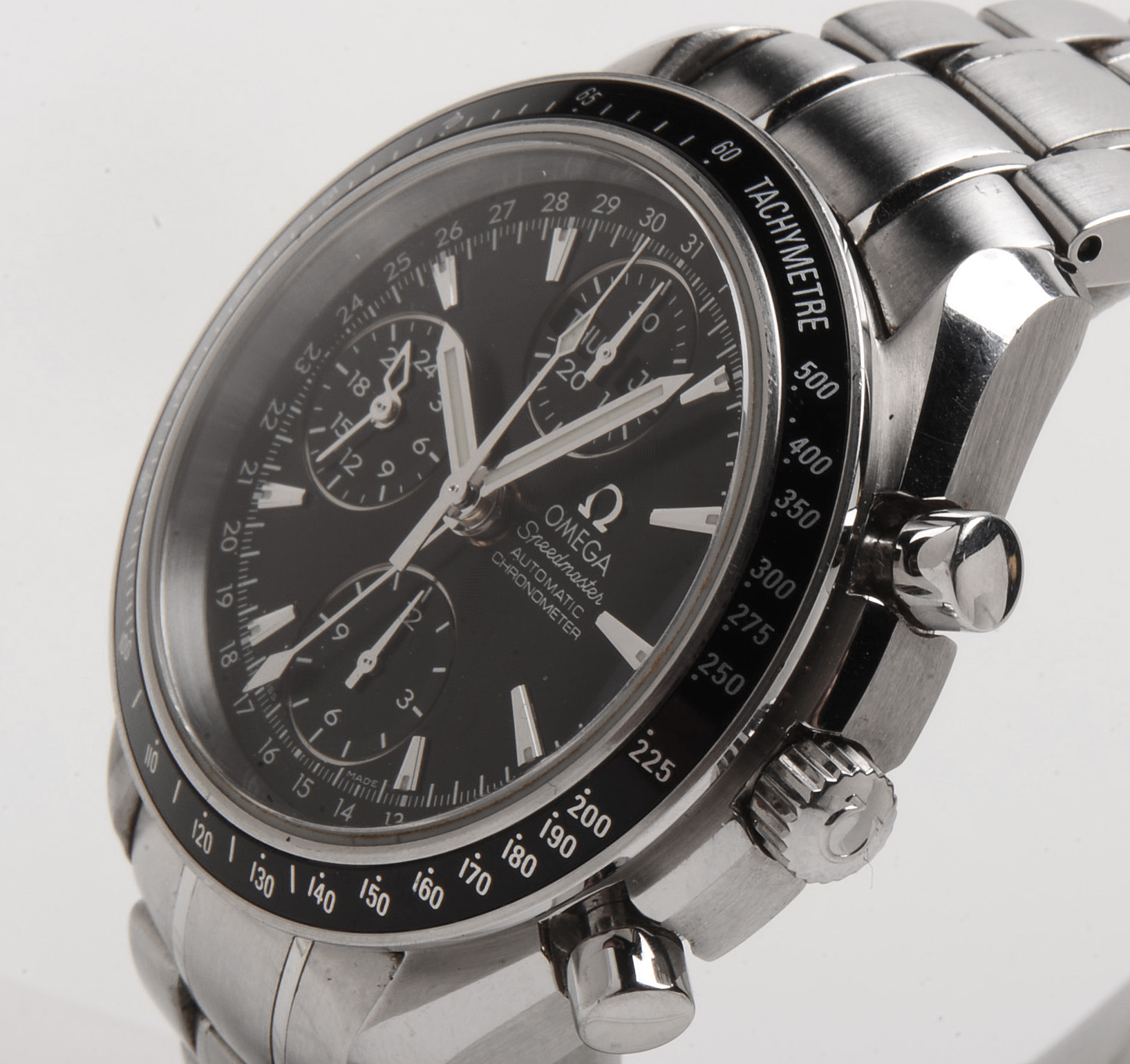 Omega Speedmaster Triple Calendar Black Chrono Steel Auto Watch