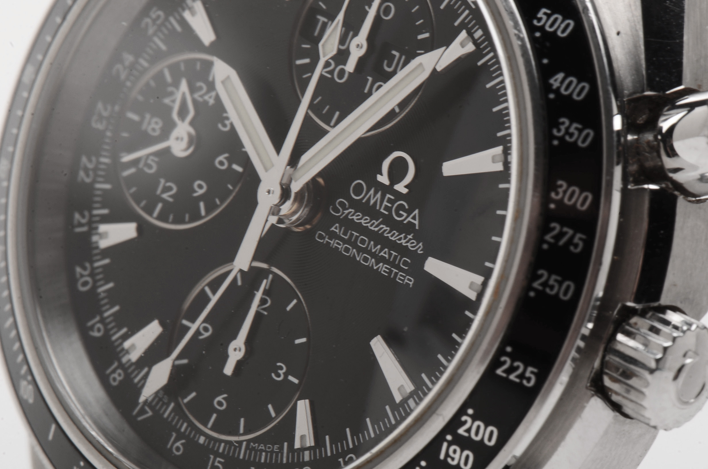 Omega Speedmaster Triple Calendar Black Chrono Steel Auto Watch