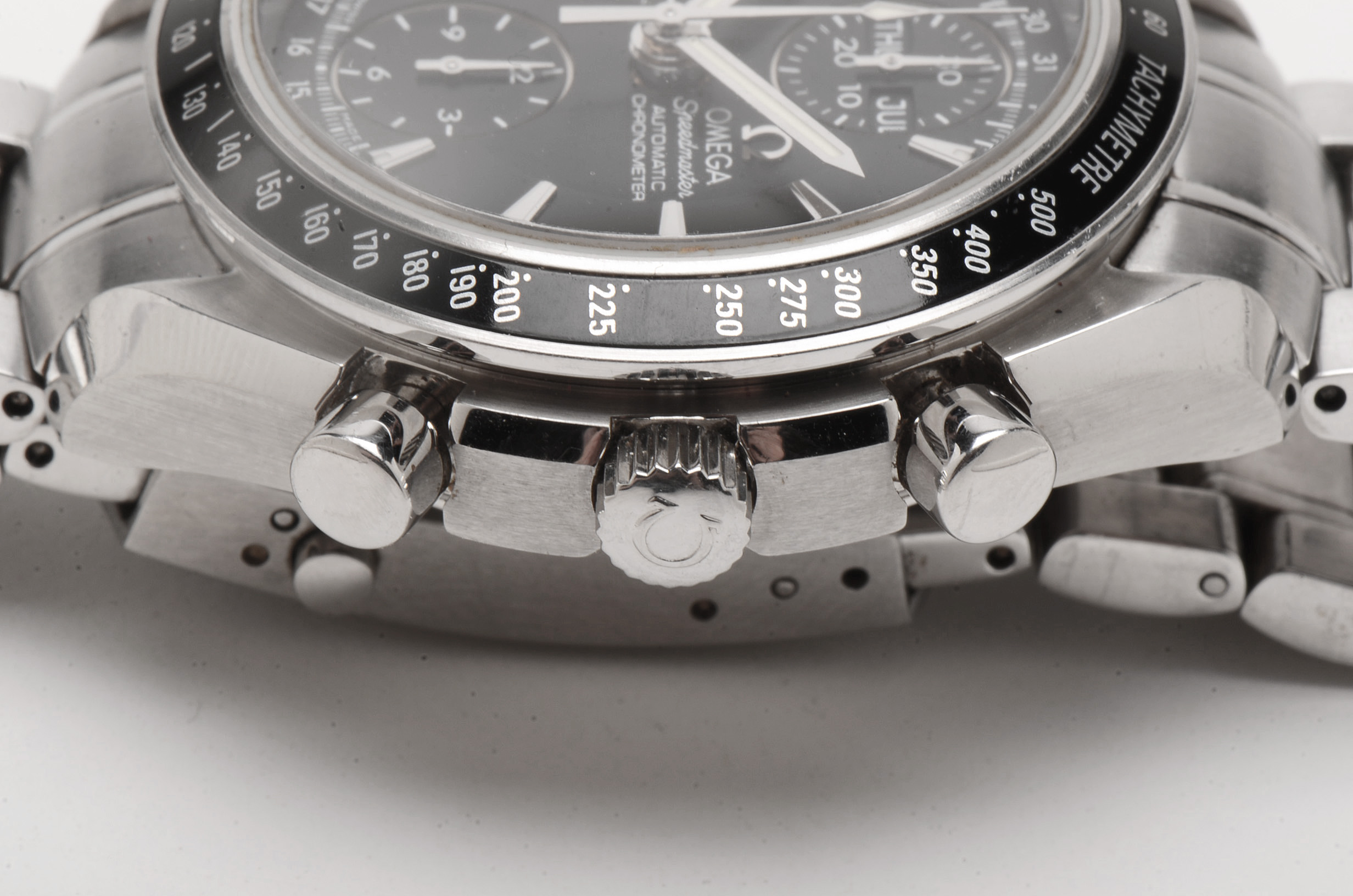 Omega Speedmaster Triple Calendar Black Chrono Steel Auto Watch