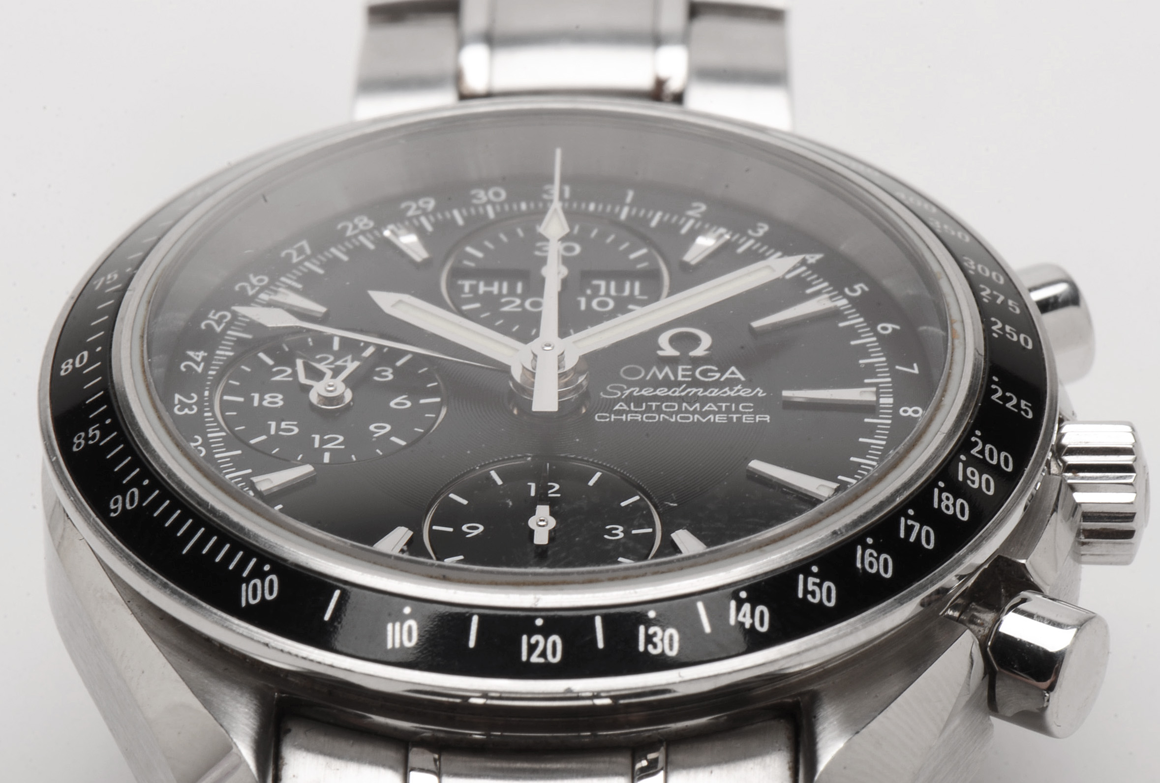 Omega Speedmaster Triple Calendar Black Chrono Steel Auto Watch