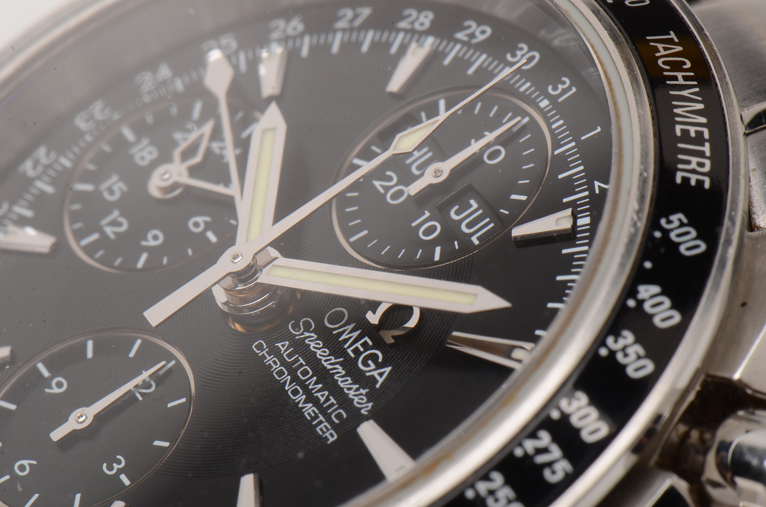 Omega Speedmaster Triple Calendar Black Chrono Steel Auto Watch