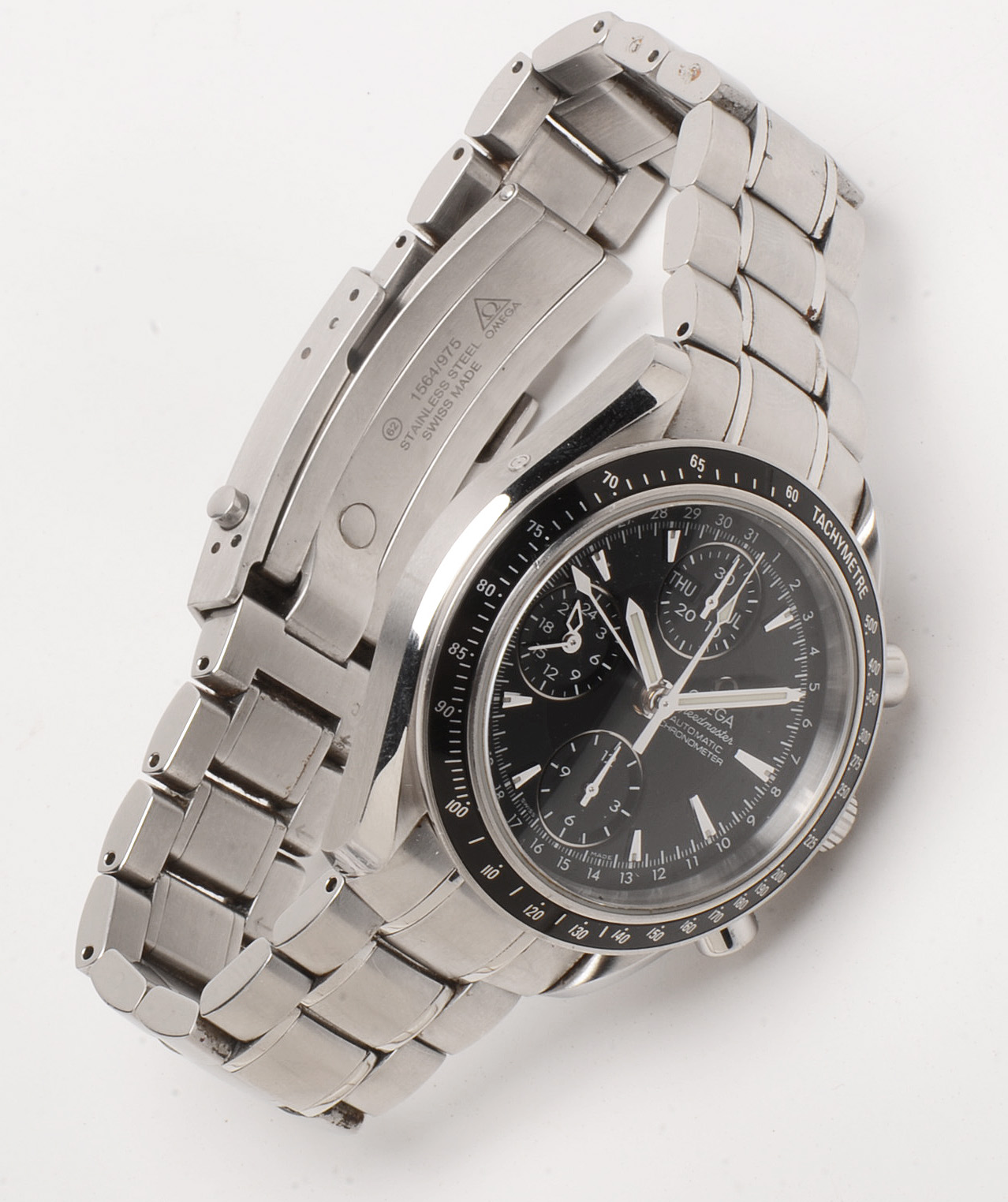 Omega Speedmaster Triple Calendar Black Chrono Steel Auto Watch