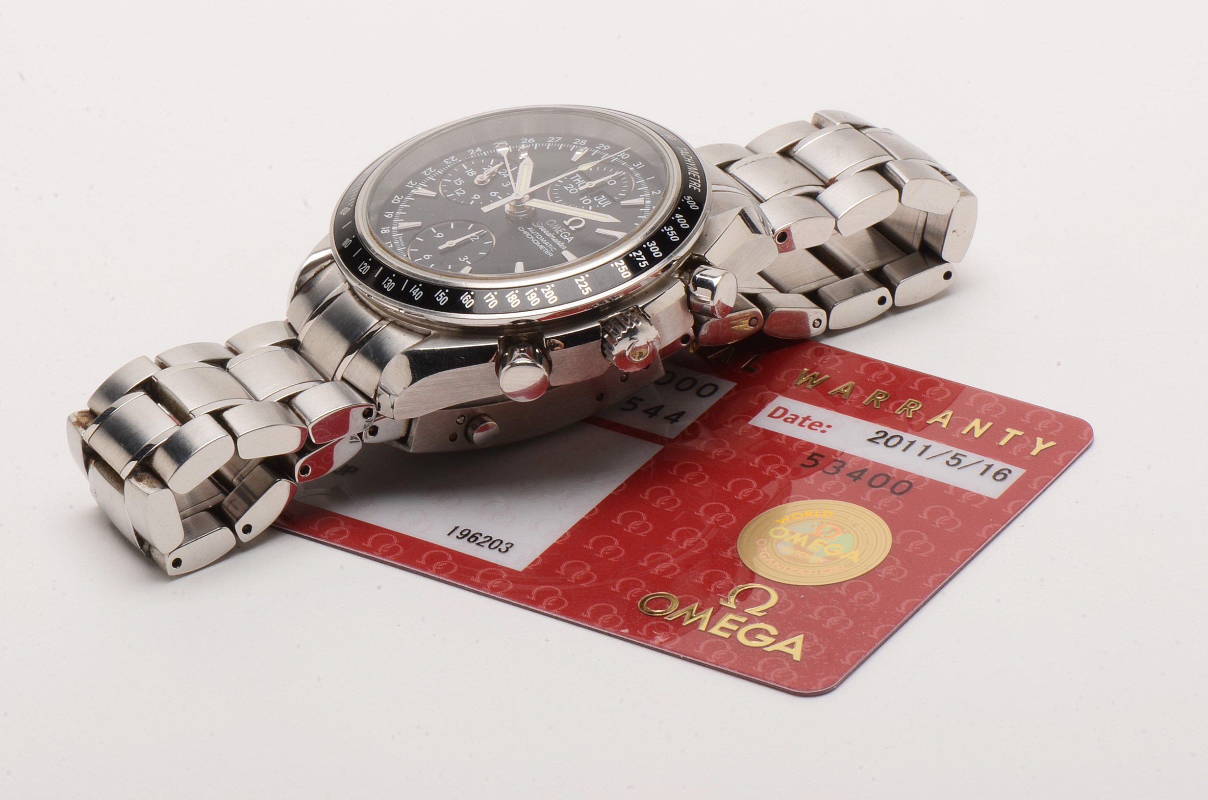 Omega Speedmaster Triple Calendar Black Chrono Steel Auto Watch