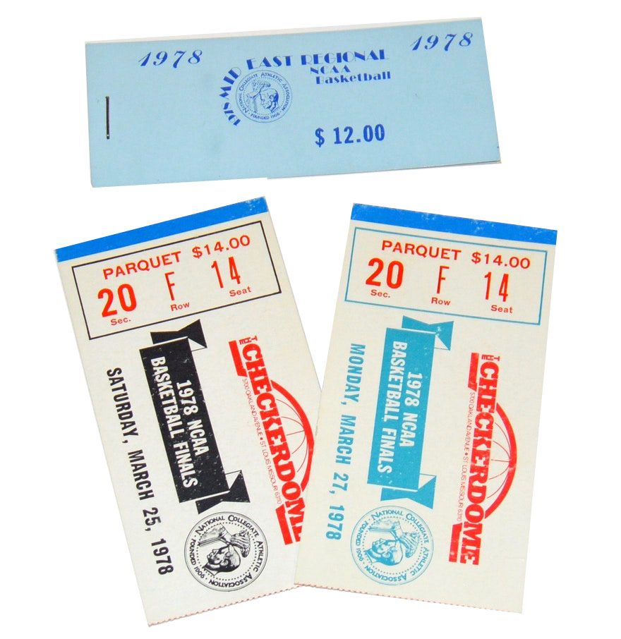 1978 NCAA Basketball Finals Ticket Stubs