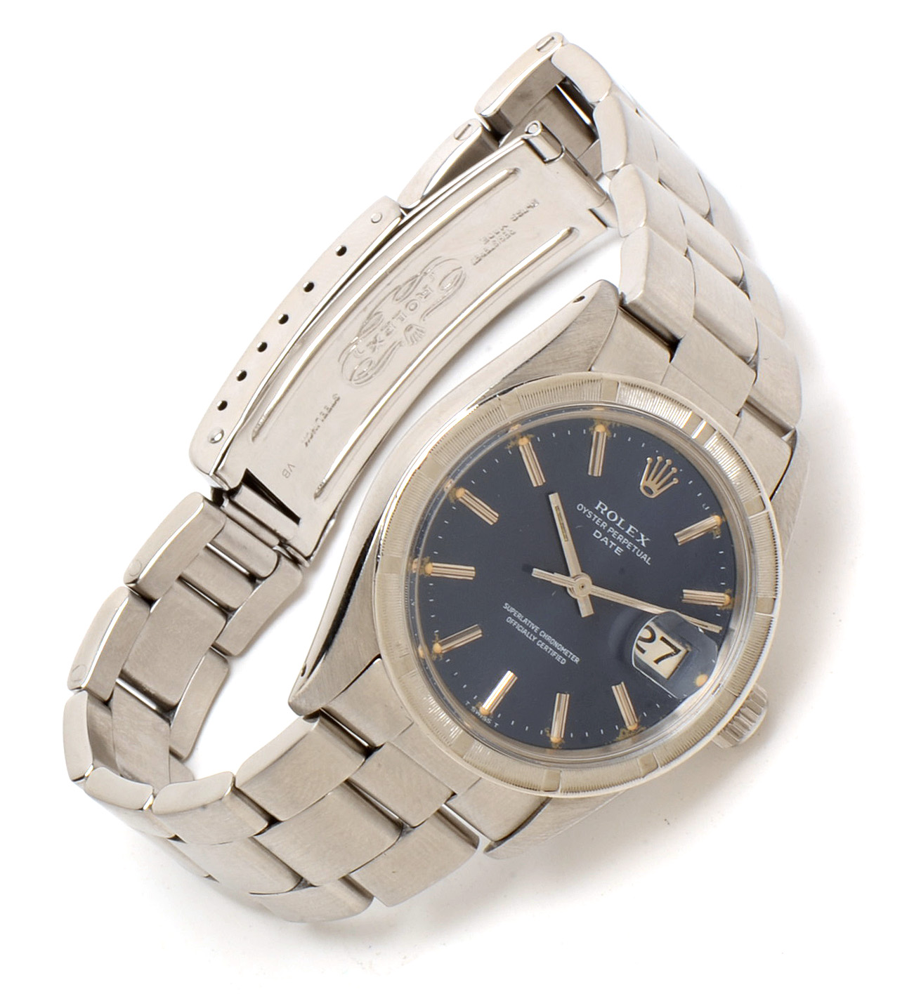 Rolex Date Stainless Steel Blue 34mm Oyster Automatic Watch