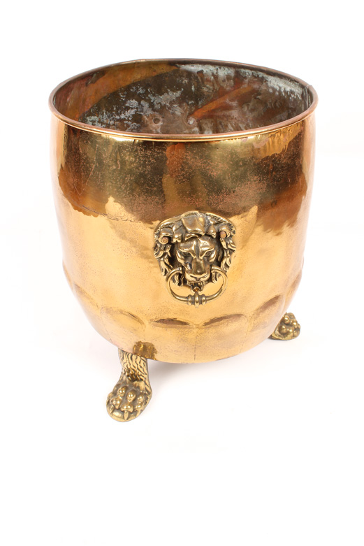 Vintage Footed Brass Firewood Bucket