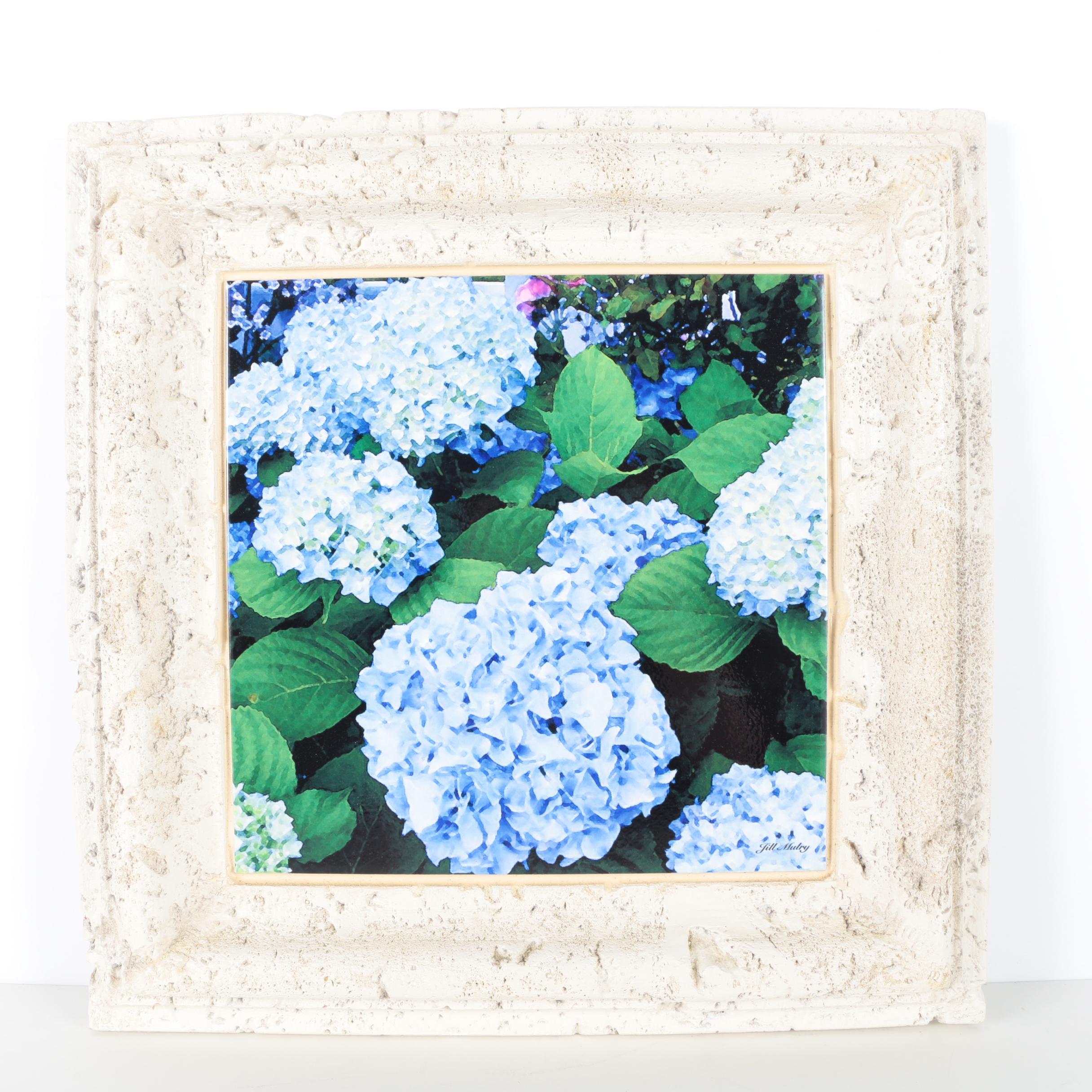 Jill Mulry Giclee on Ceramic Tile "Blue Hydrangea II"