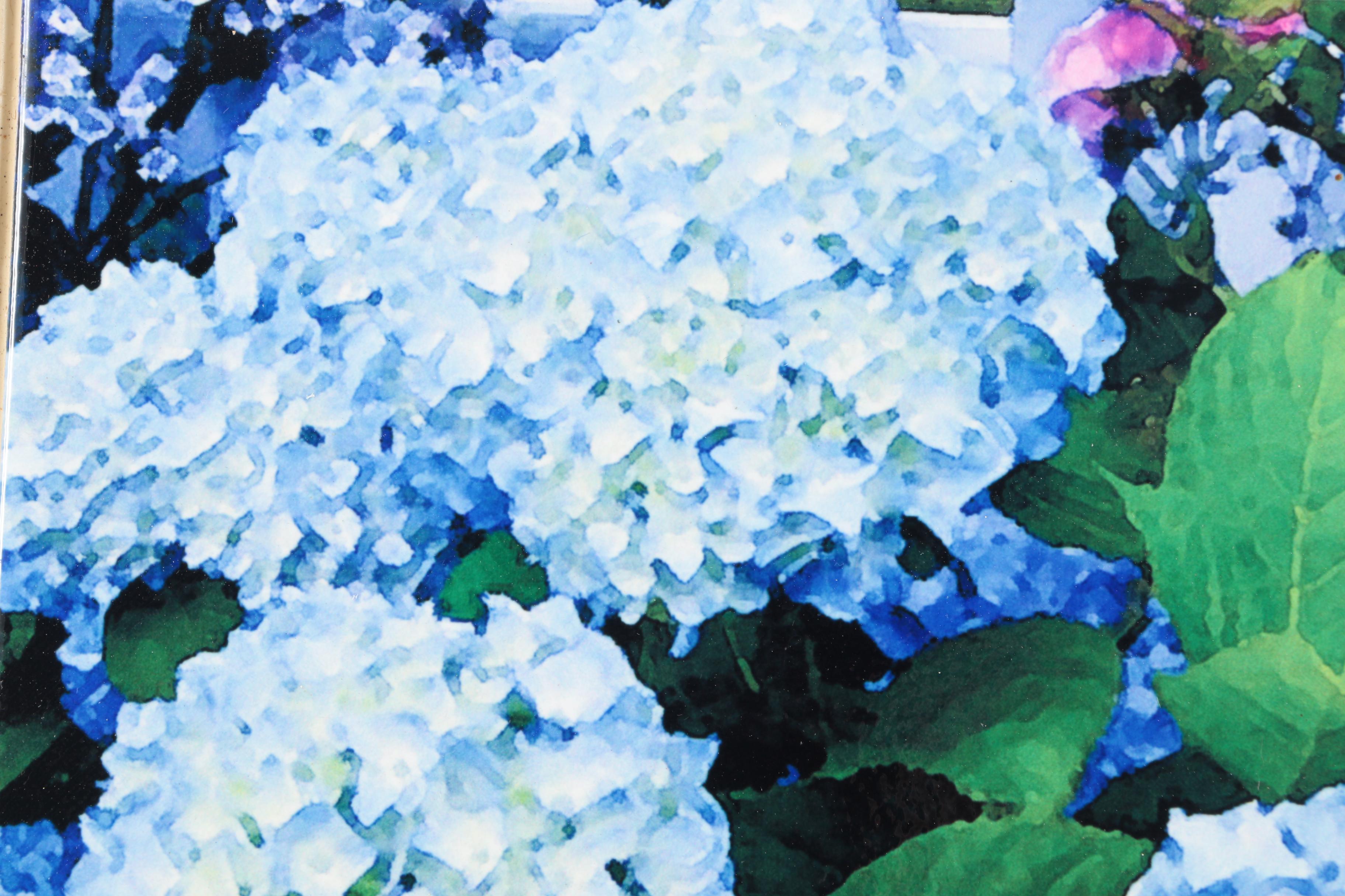Jill Mulry Giclee on Ceramic Tile "Blue Hydrangea II"