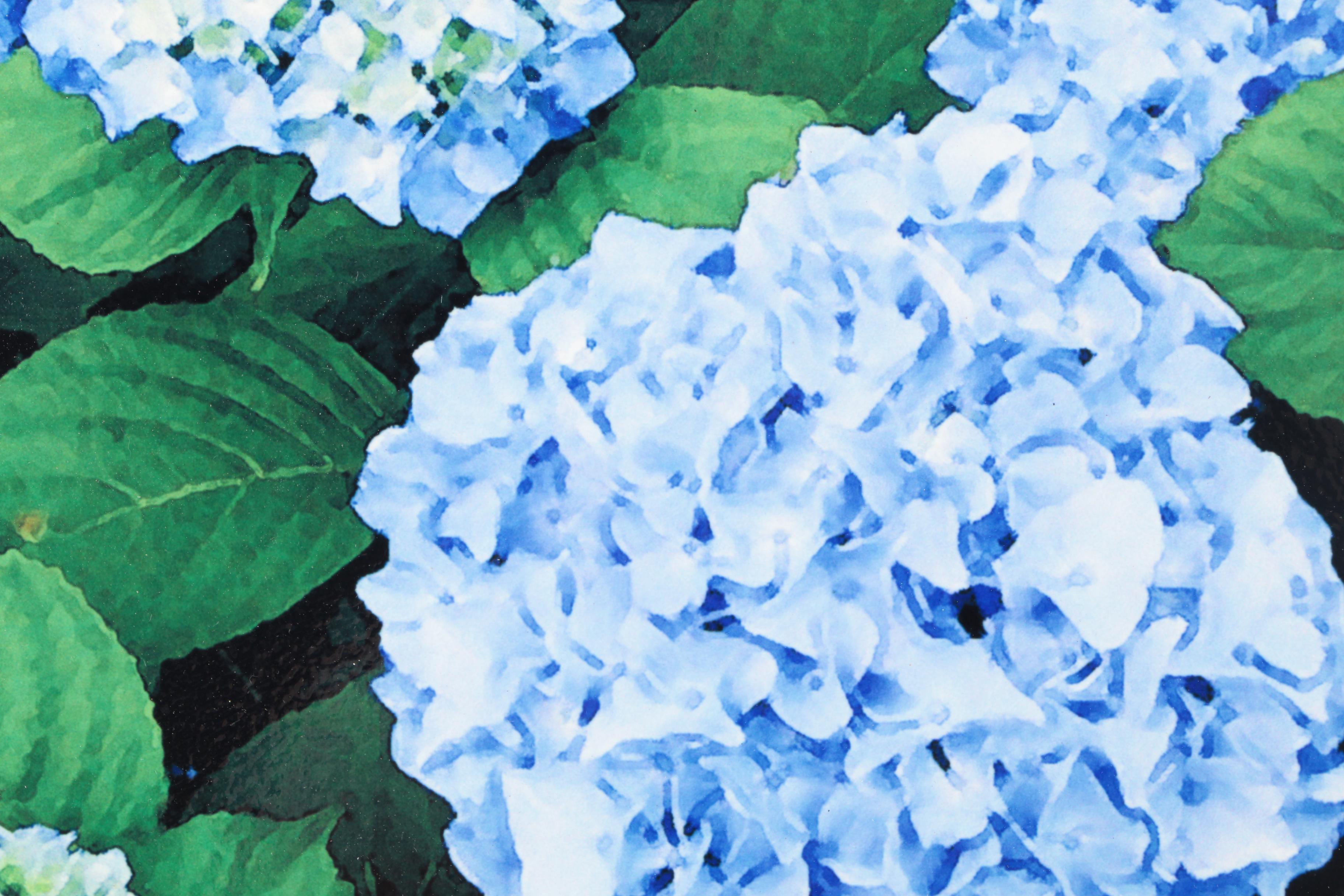 Jill Mulry Giclee on Ceramic Tile "Blue Hydrangea II"
