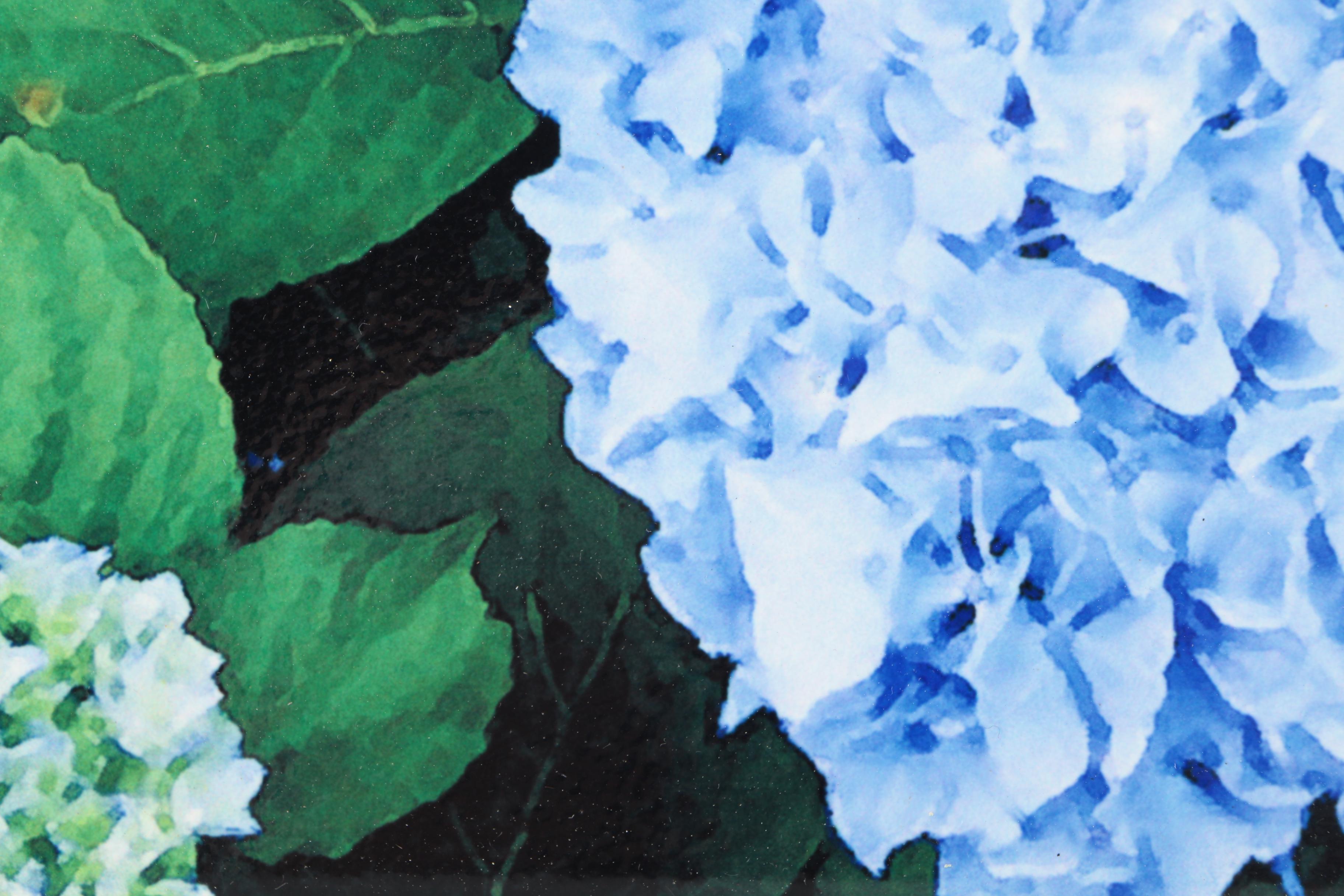 Jill Mulry Giclee on Ceramic Tile "Blue Hydrangea II"