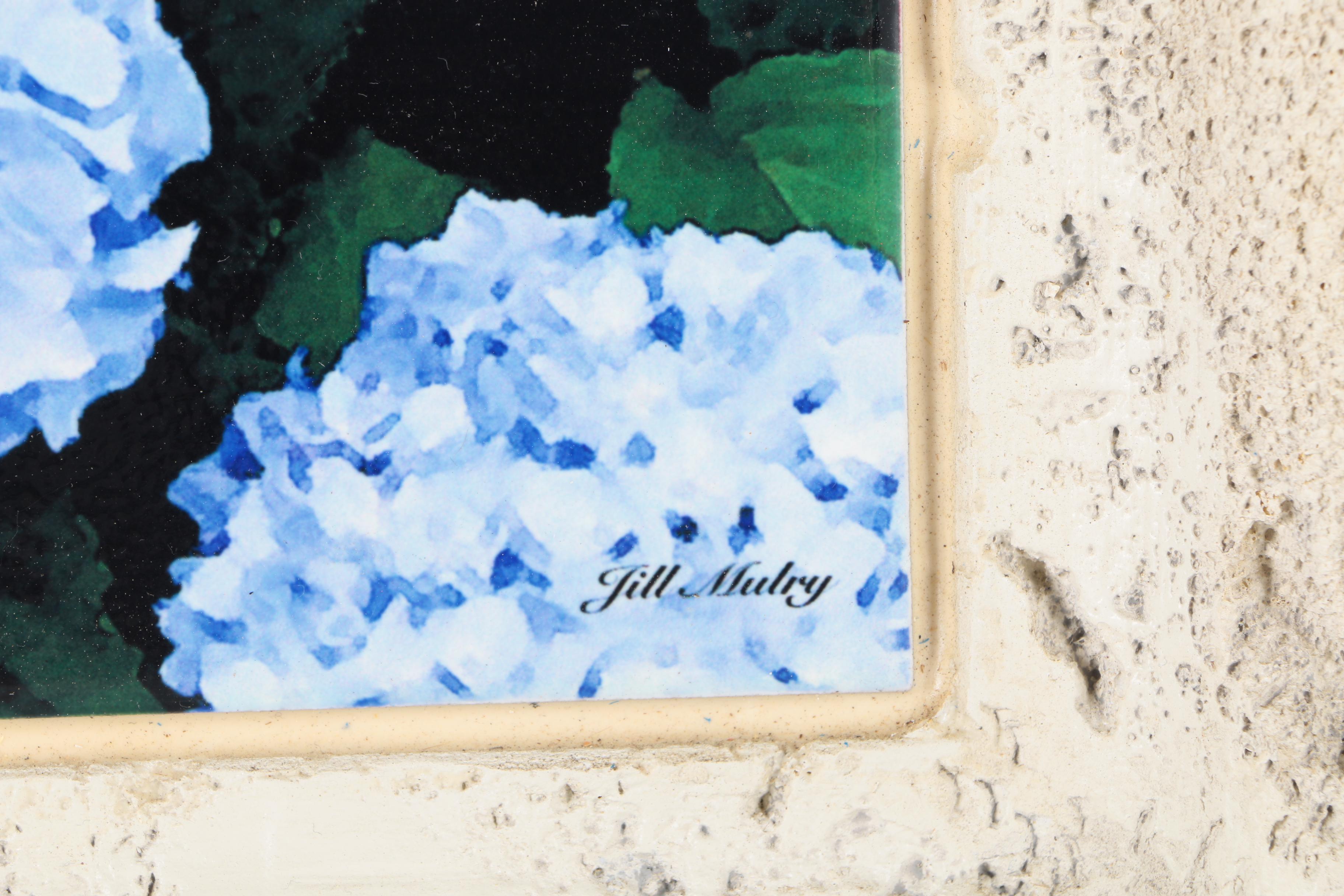 Jill Mulry Giclee on Ceramic Tile "Blue Hydrangea II"