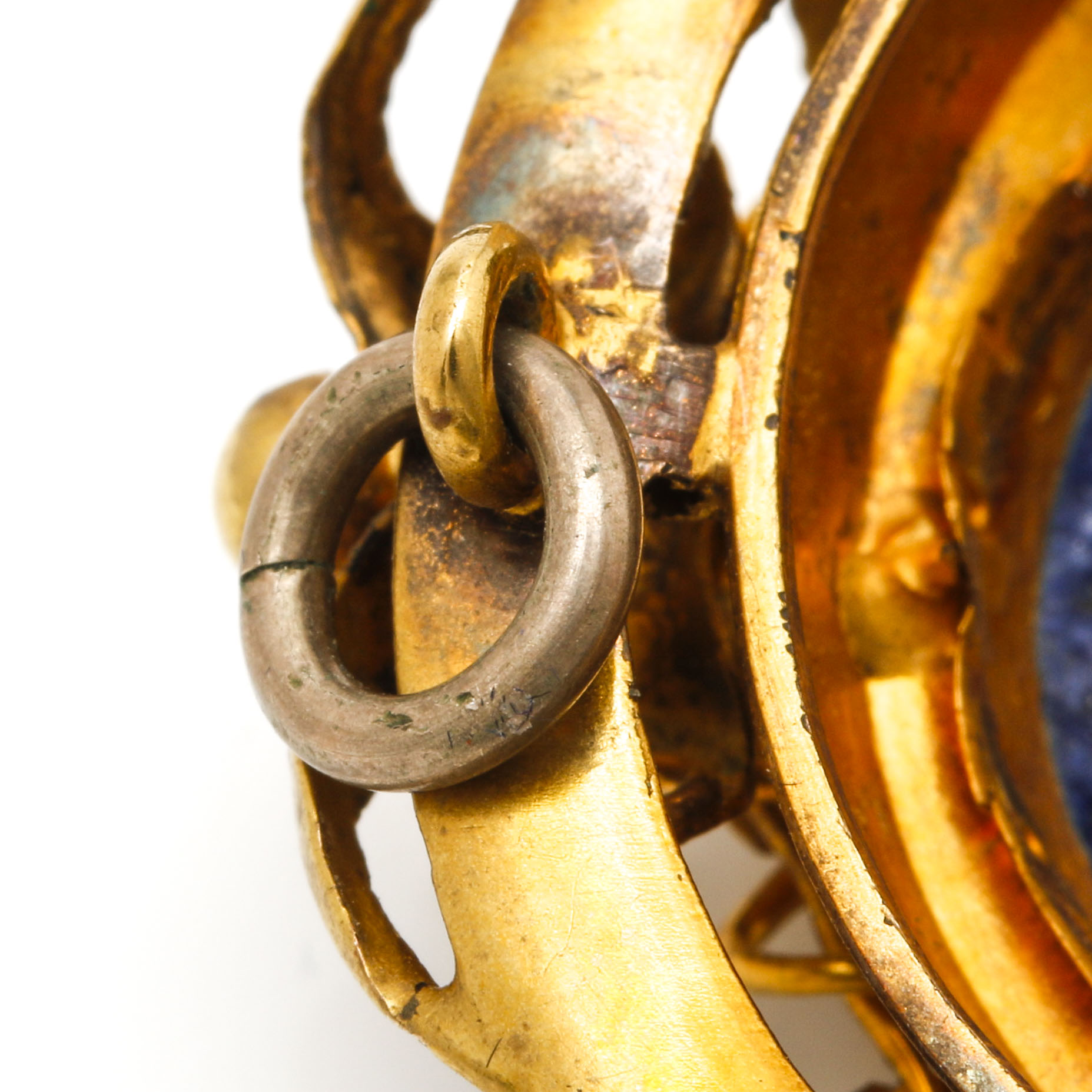 Victorian 14K Yellow Gold and Gold Tone Seed Pearl Enameled Starburst Demi Parure