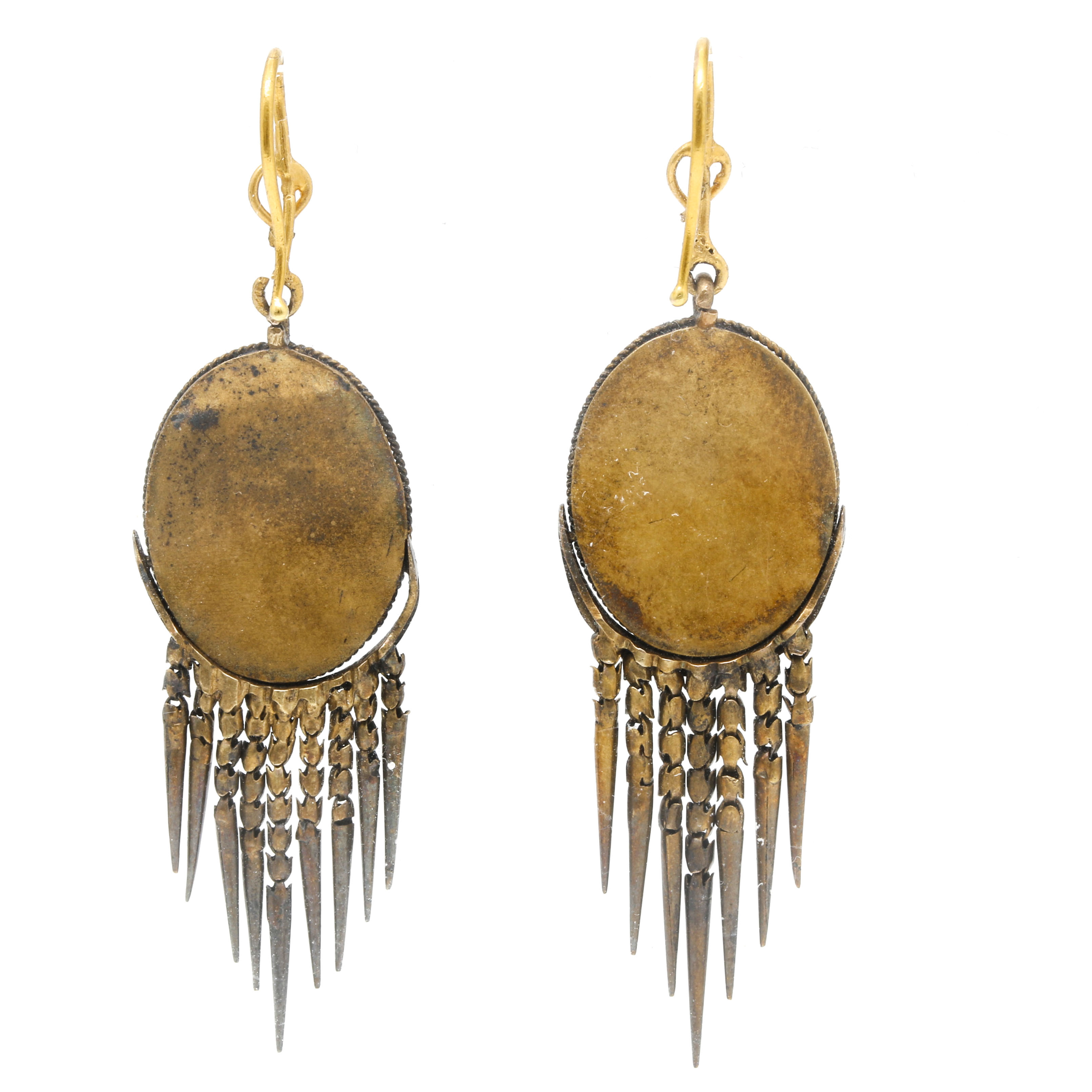 Victorian 14K Yellow Gold and Gold Tone Seed Pearl Enameled Starburst Demi Parure