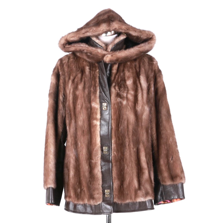 Mink and Leather Fur Coat