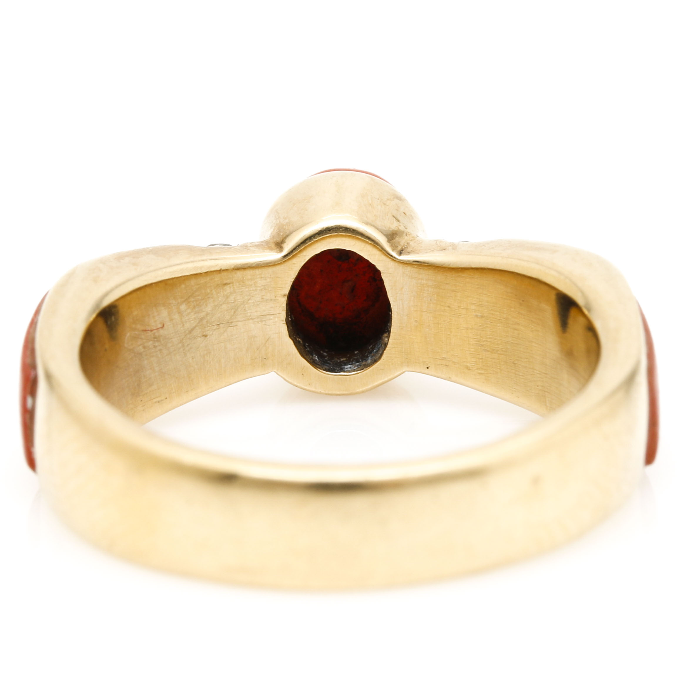Noah Pfeffer 18K Yellow Gold Coral and Diamond Ring