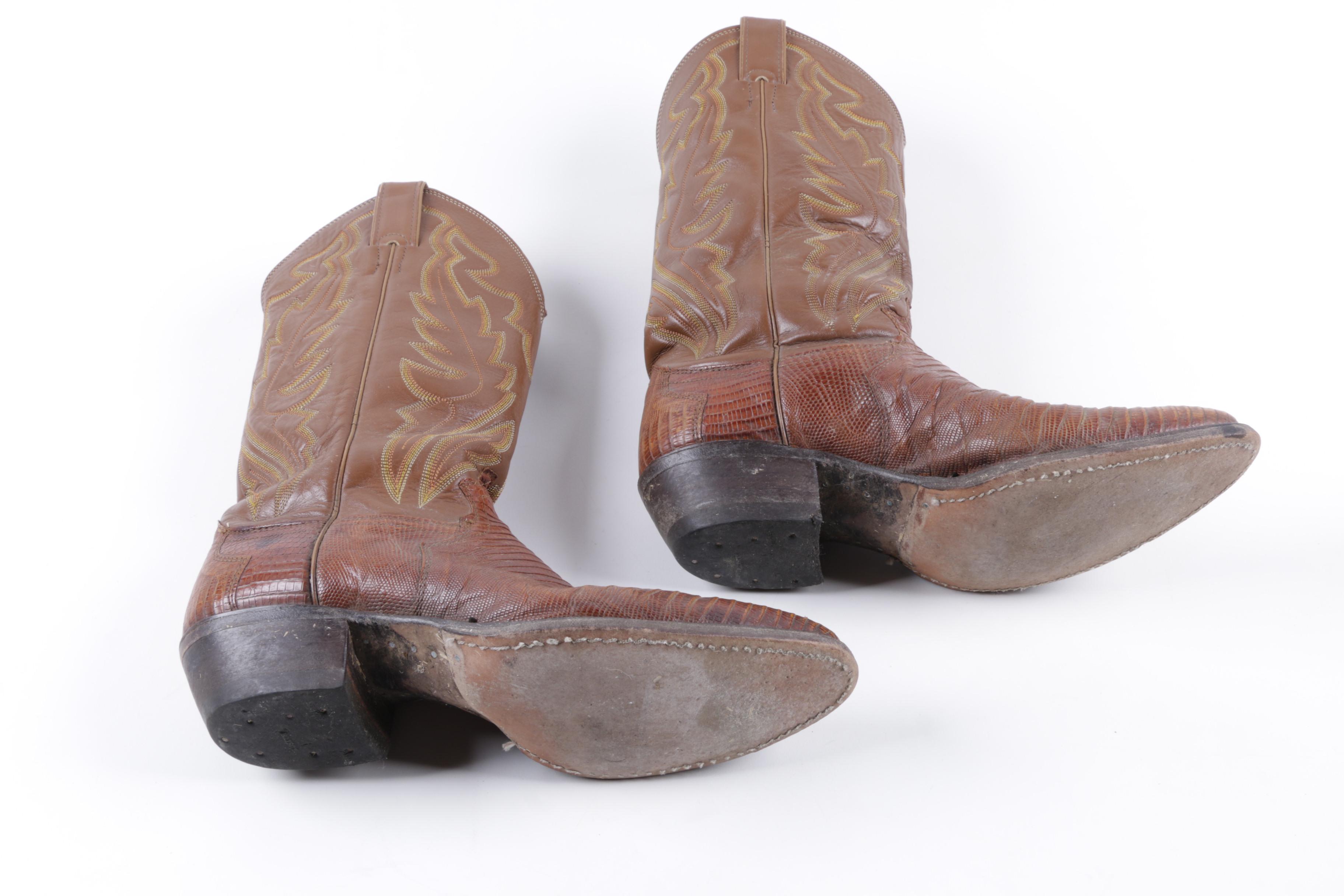 Justin Lizard Skin and Cowhide Men's Western Boots