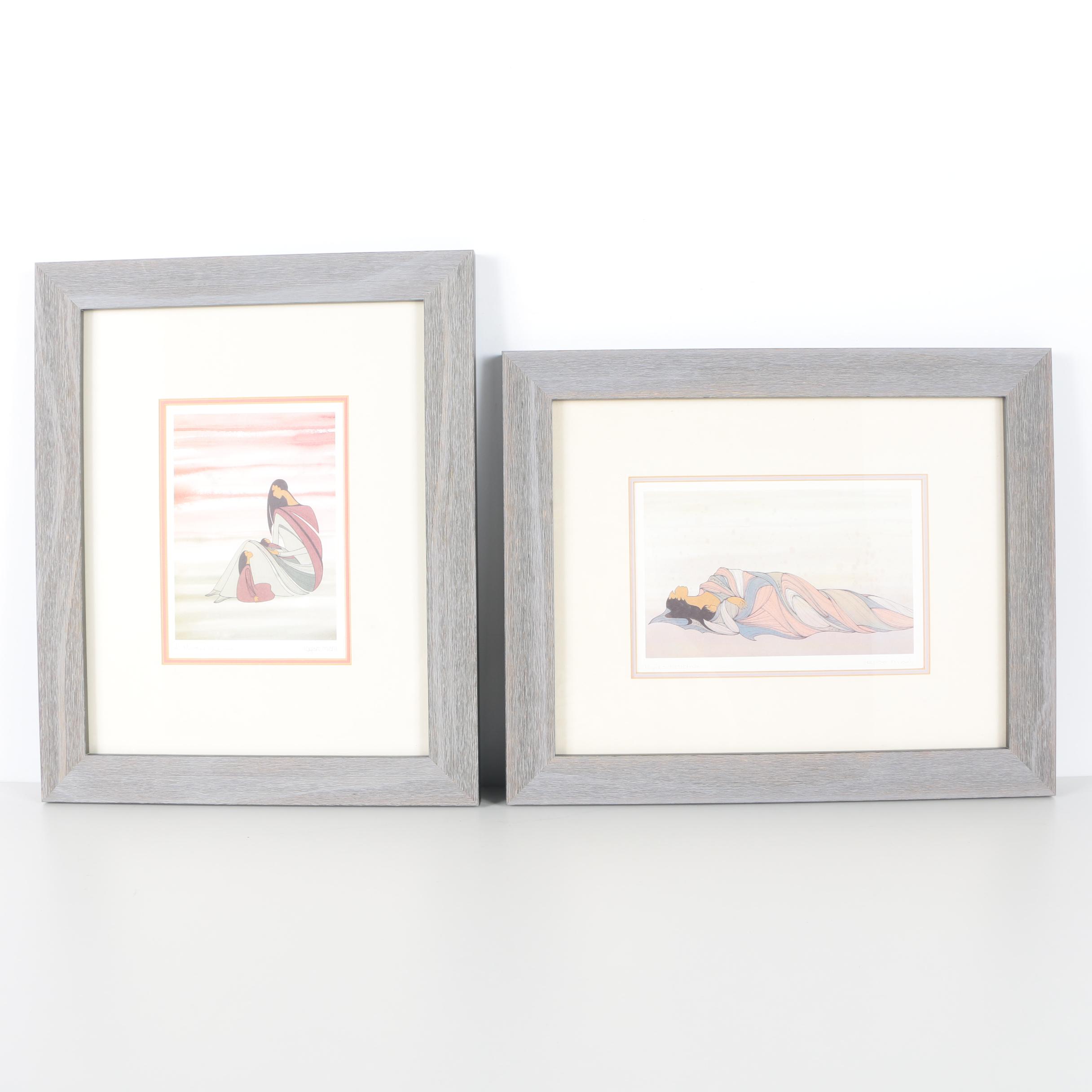 Offset Lithographs After Ioyan Mani "A Mother's Love" and "Night's Protection"