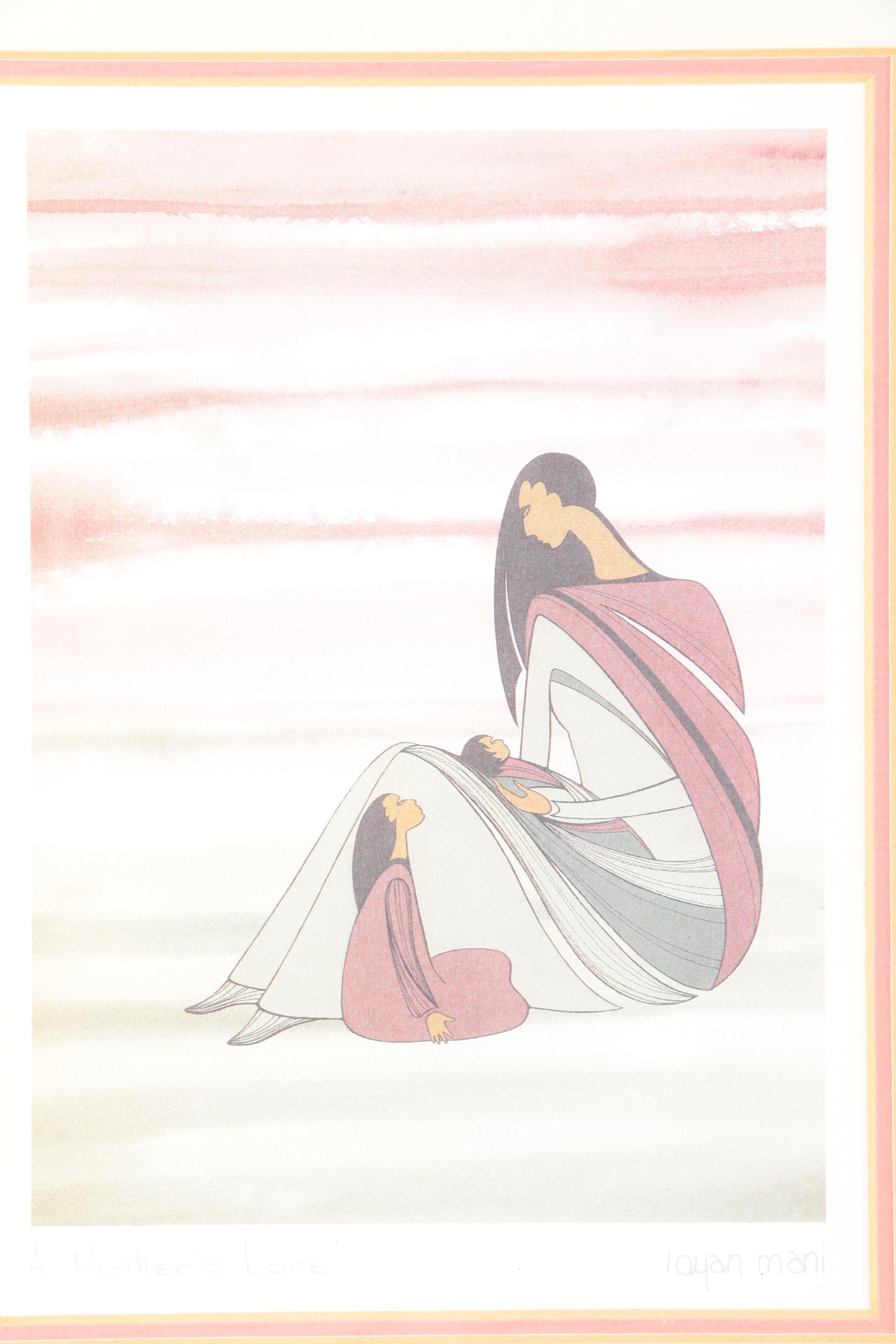 Offset Lithographs After Ioyan Mani "A Mother's Love" and "Night's Protection"