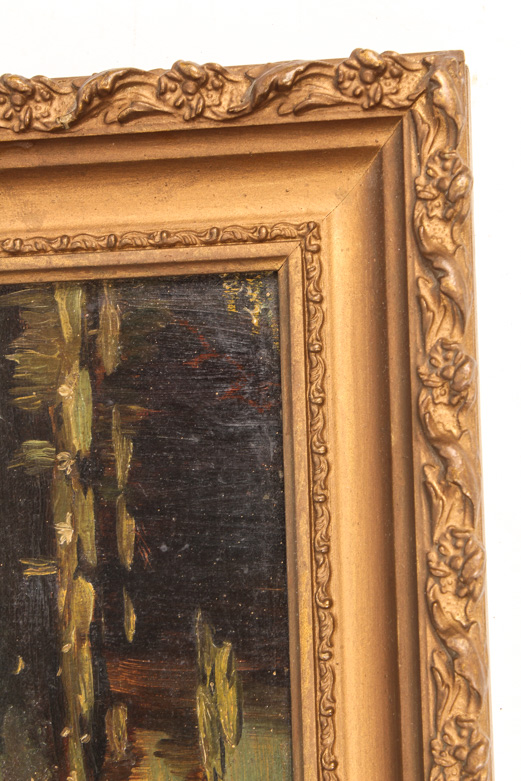 Antique Oil Painting on Academy Board of a Country Landscape