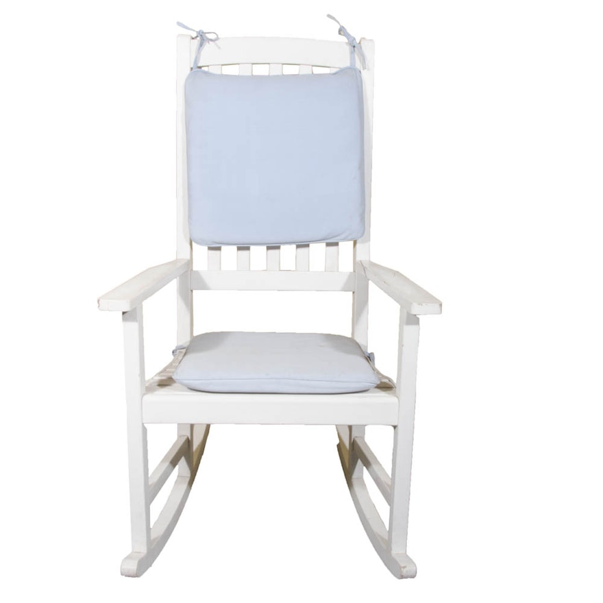 White Wooden Rocking Armchair