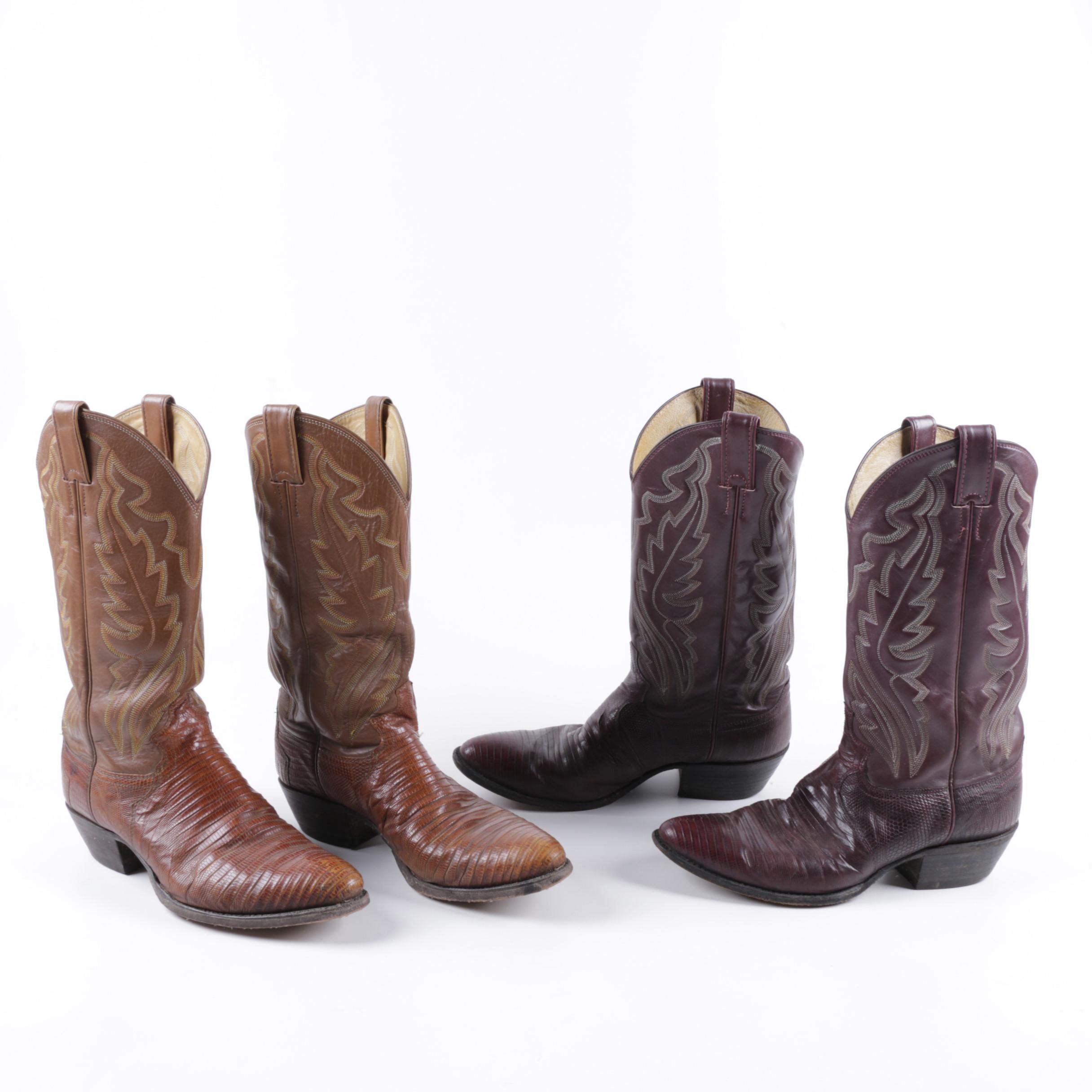 Justin Lizard Skin and Cowhide Men's Western Boots