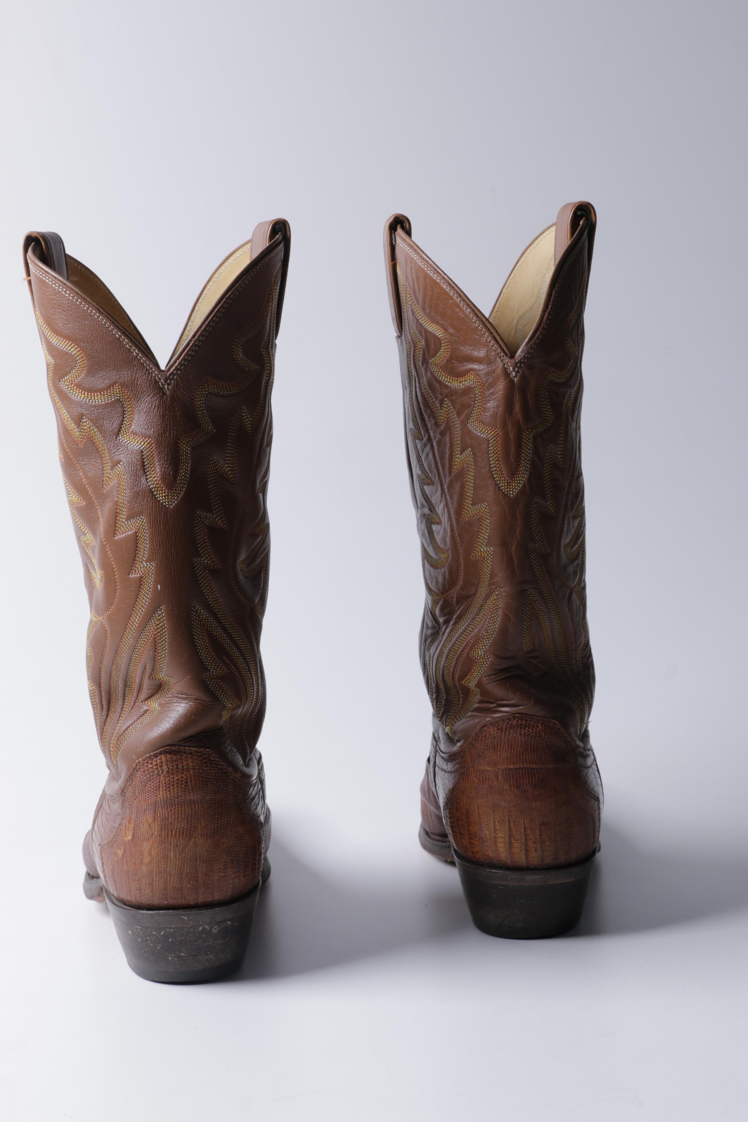 Justin Lizard Skin and Cowhide Men's Western Boots